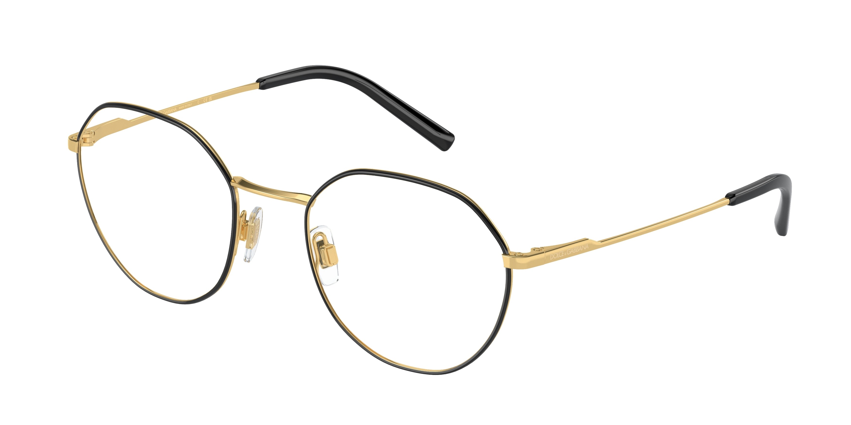 DOLCE & GABBANA DG1324 Phantos Eyeglasses 1334-Gold/Matte Black 52-140-21 - Color Map Gold