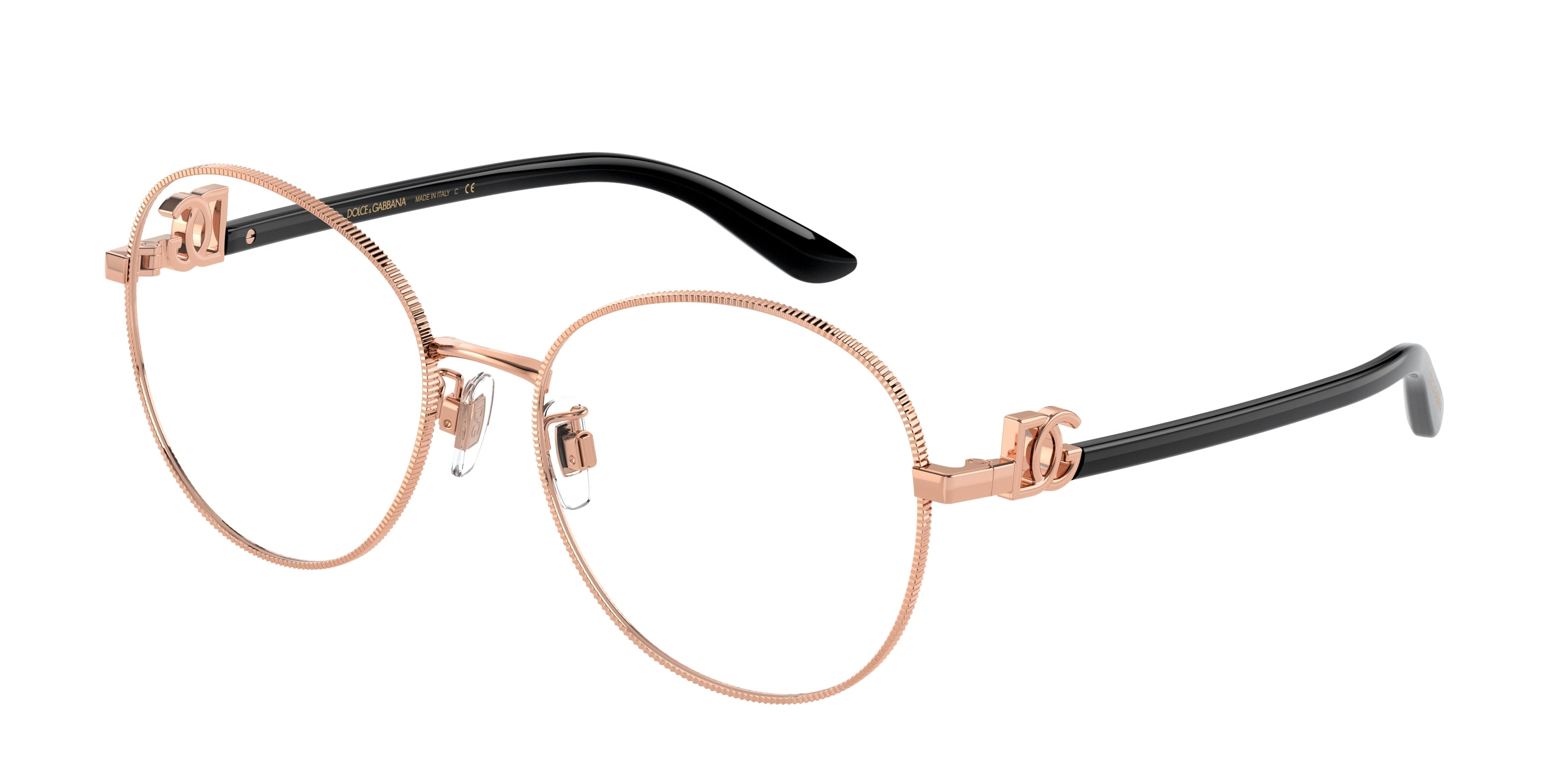DOLCE & GABBANA DG1339 Round Eyeglasses 1298-Pink Gold 54-140-17 - Color Map Pink
