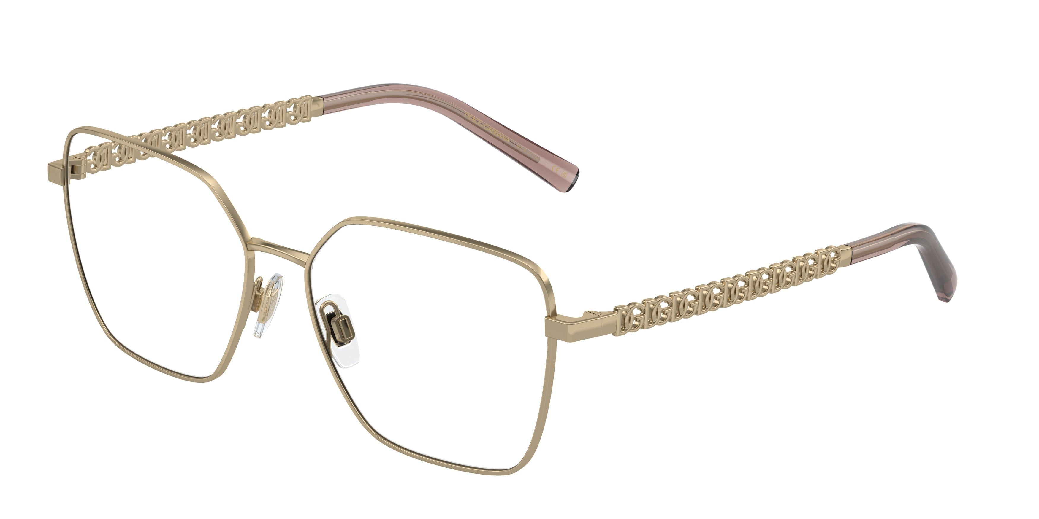 DOLCE & GABBANA DG1351 Square Eyeglasses 1365-Light Gold 54-140-15 - Color Map Gold