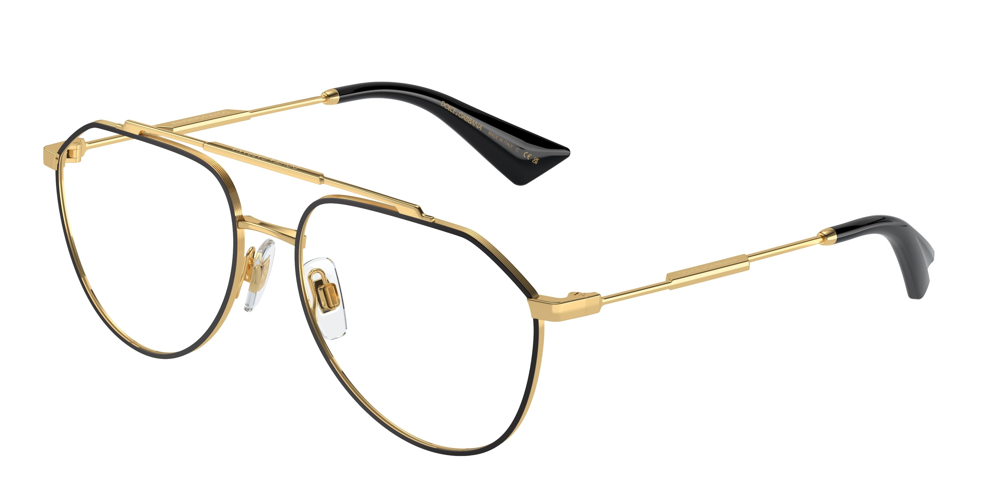 DOLCE & GABBANA DG1353 Pilot Eyeglasses 1311-Gold/Matte Black 57-145-16 - Color Map Gold