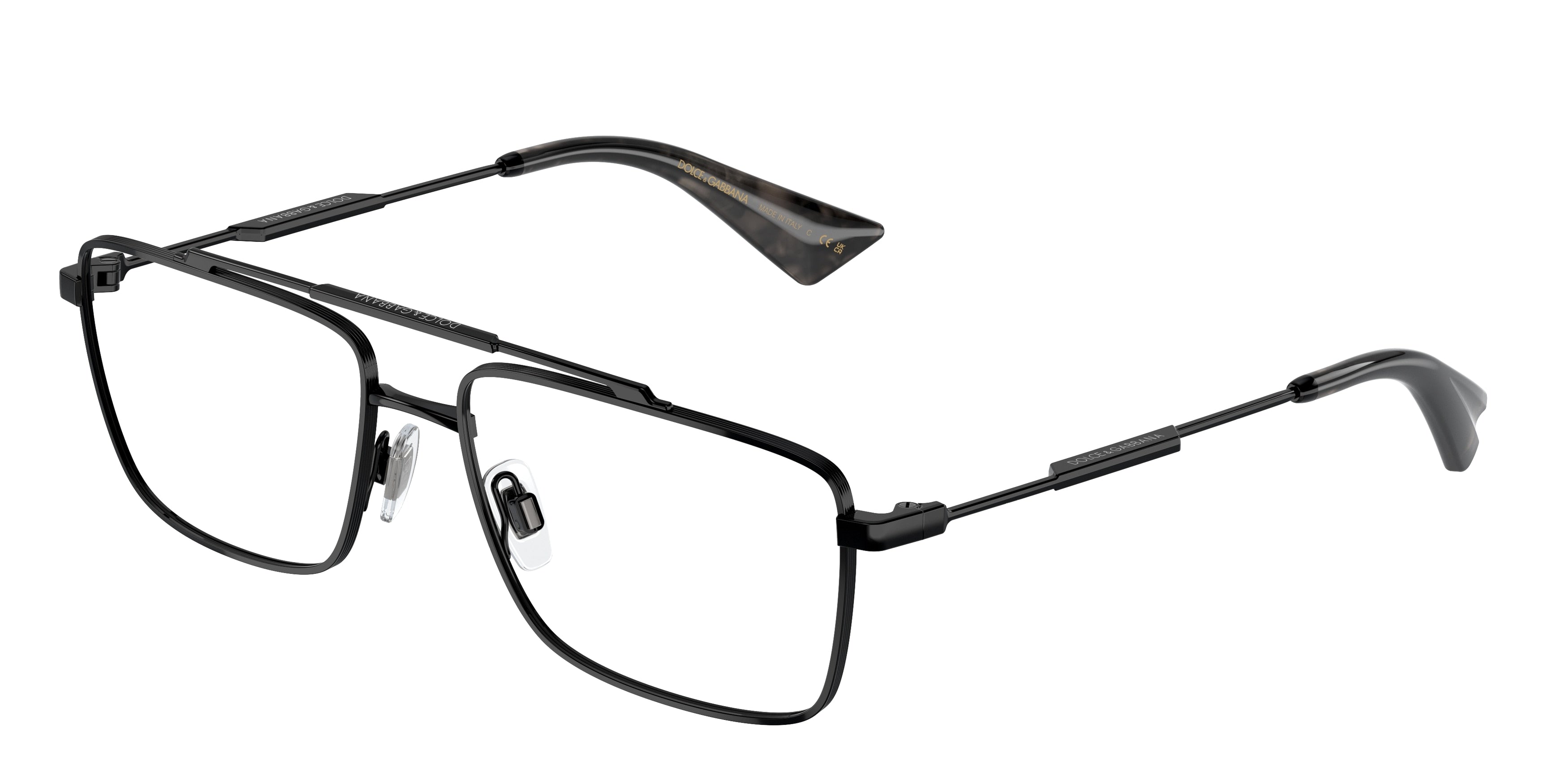 DOLCE & GABBANA DG1354 Rectangle Eyeglasses 01-Black 56-145-16 - Color Map Black