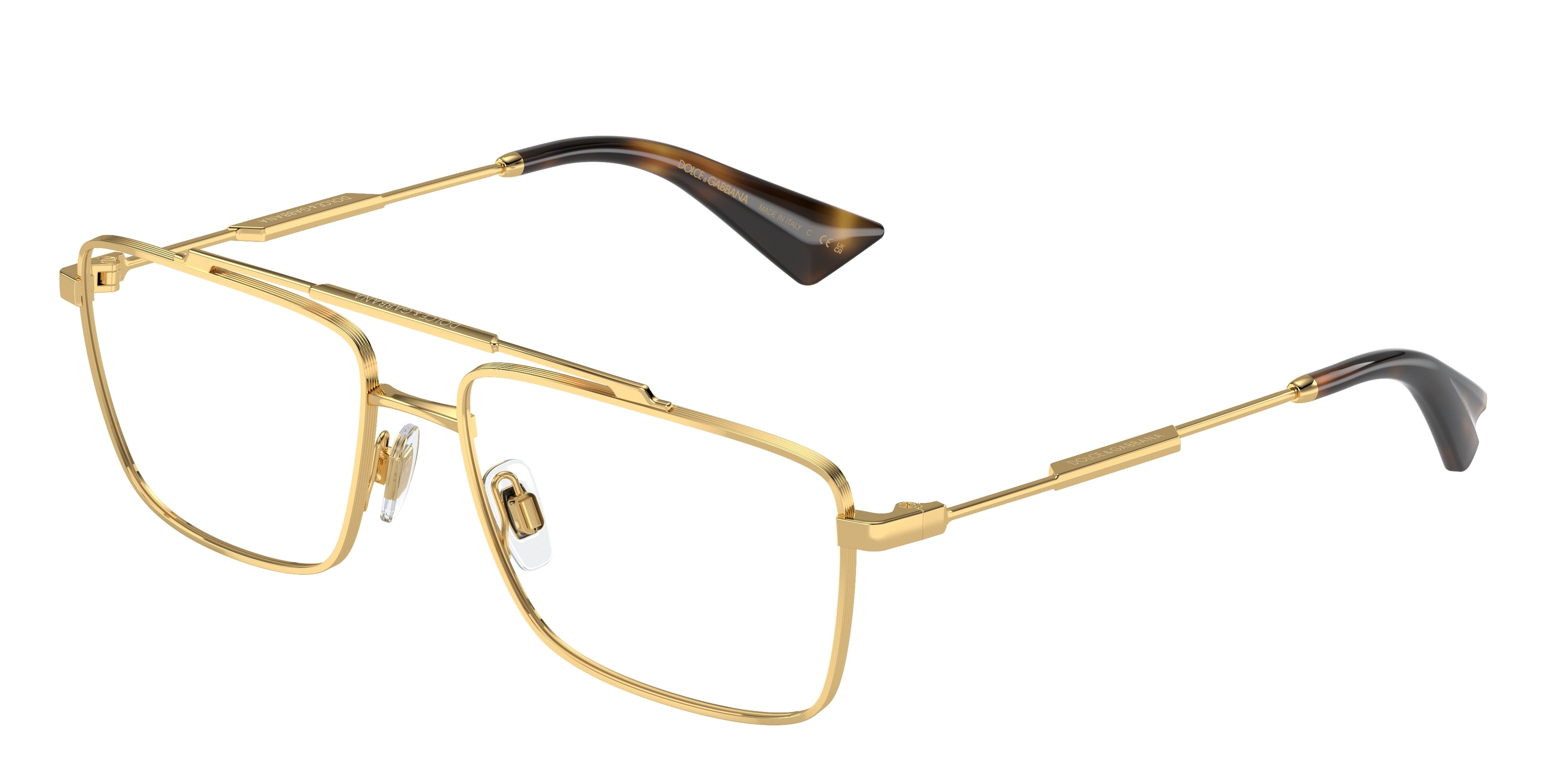 DOLCE & GABBANA DG1354 Rectangle Eyeglasses 02-Gold 56-145-16 - Color Map Gold