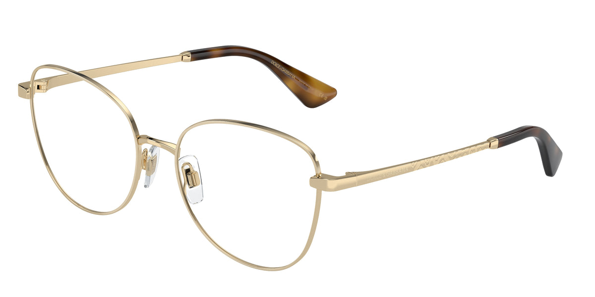 DOLCE & GABBANA DG1355 Butterfly Eyeglasses 1365-Light Gold 55-145-17 - Color Map Gold