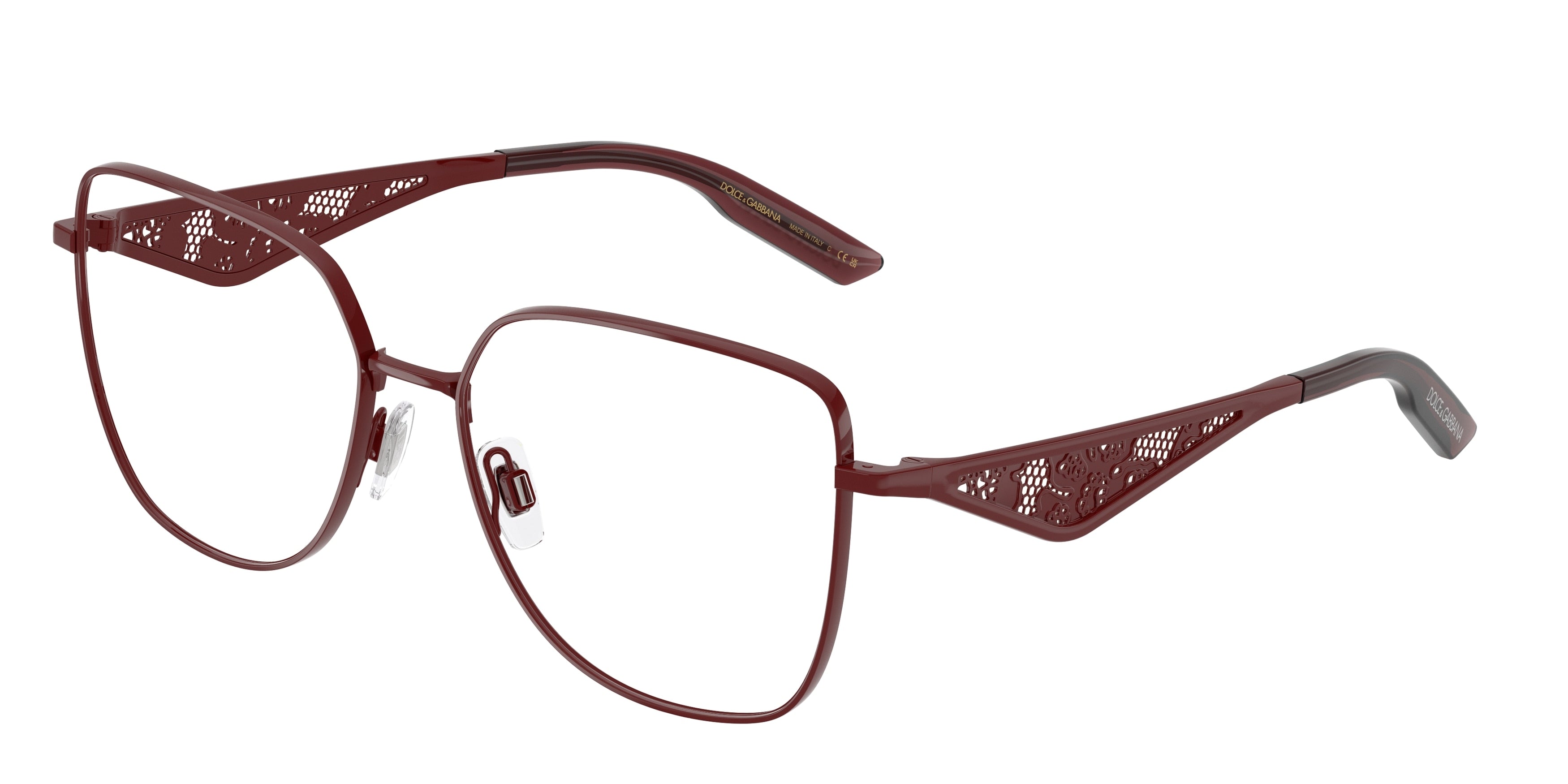 DOLCE & GABBANA DG1358 Square Eyeglasses 1319-Bordeaux 56-145-16 - Color Map Red