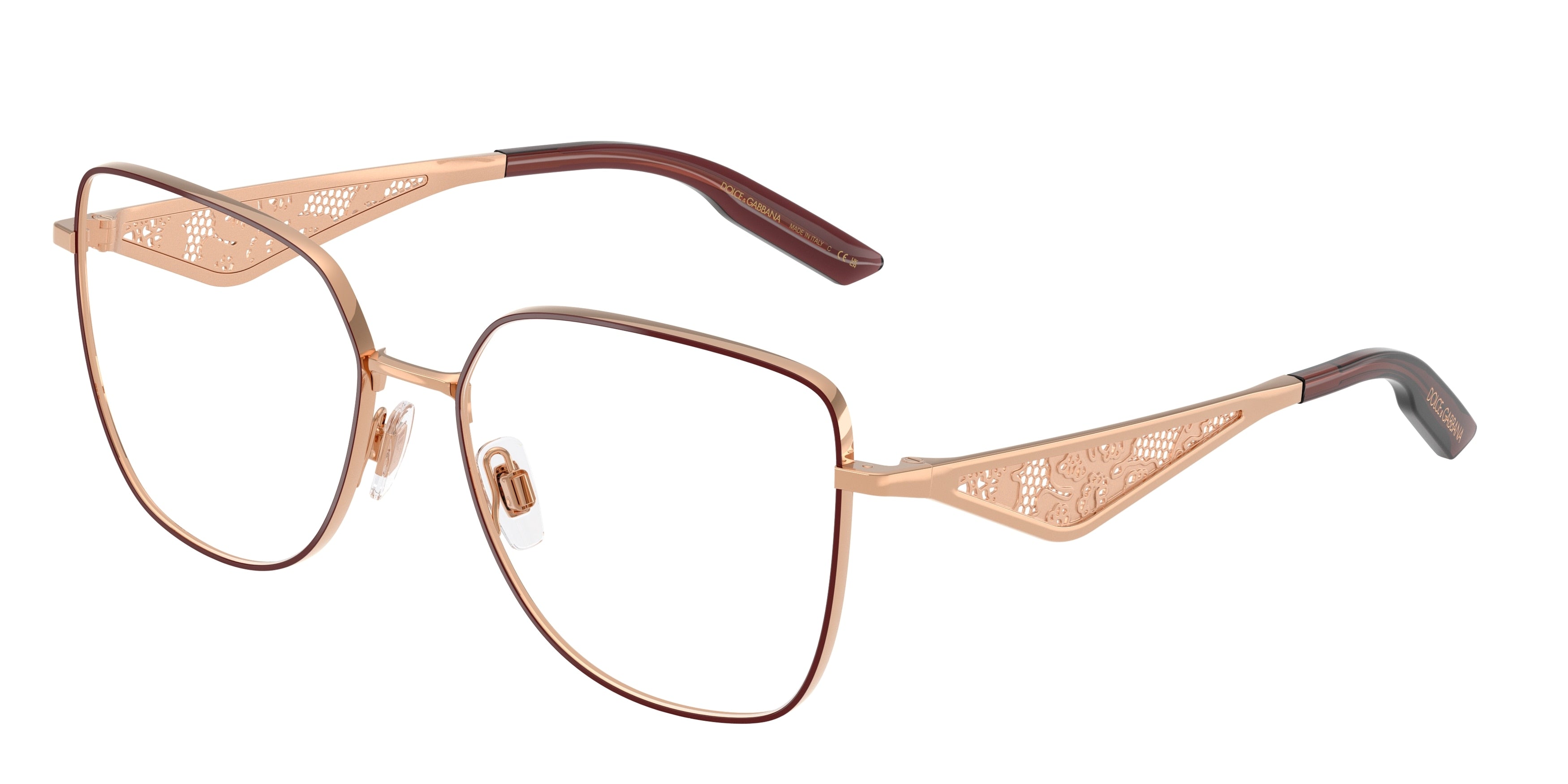 DOLCE & GABBANA DG1358 Square Eyeglasses 1333-Rose Gold 56-145-16 - Color Map Gold