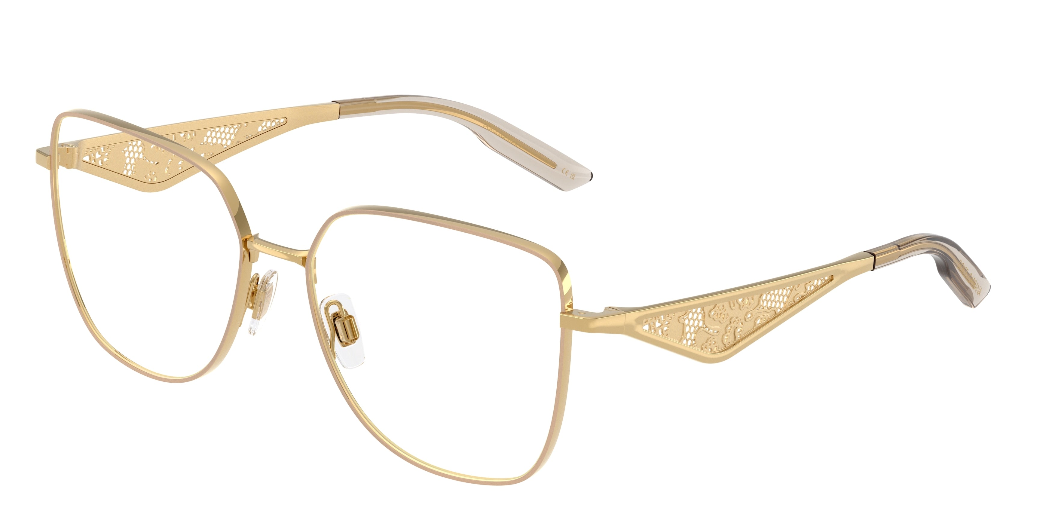 DOLCE & GABBANA DG1358 Square Eyeglasses 1366-Gold/Matte Beige 56-145-16 - Color Map Gold