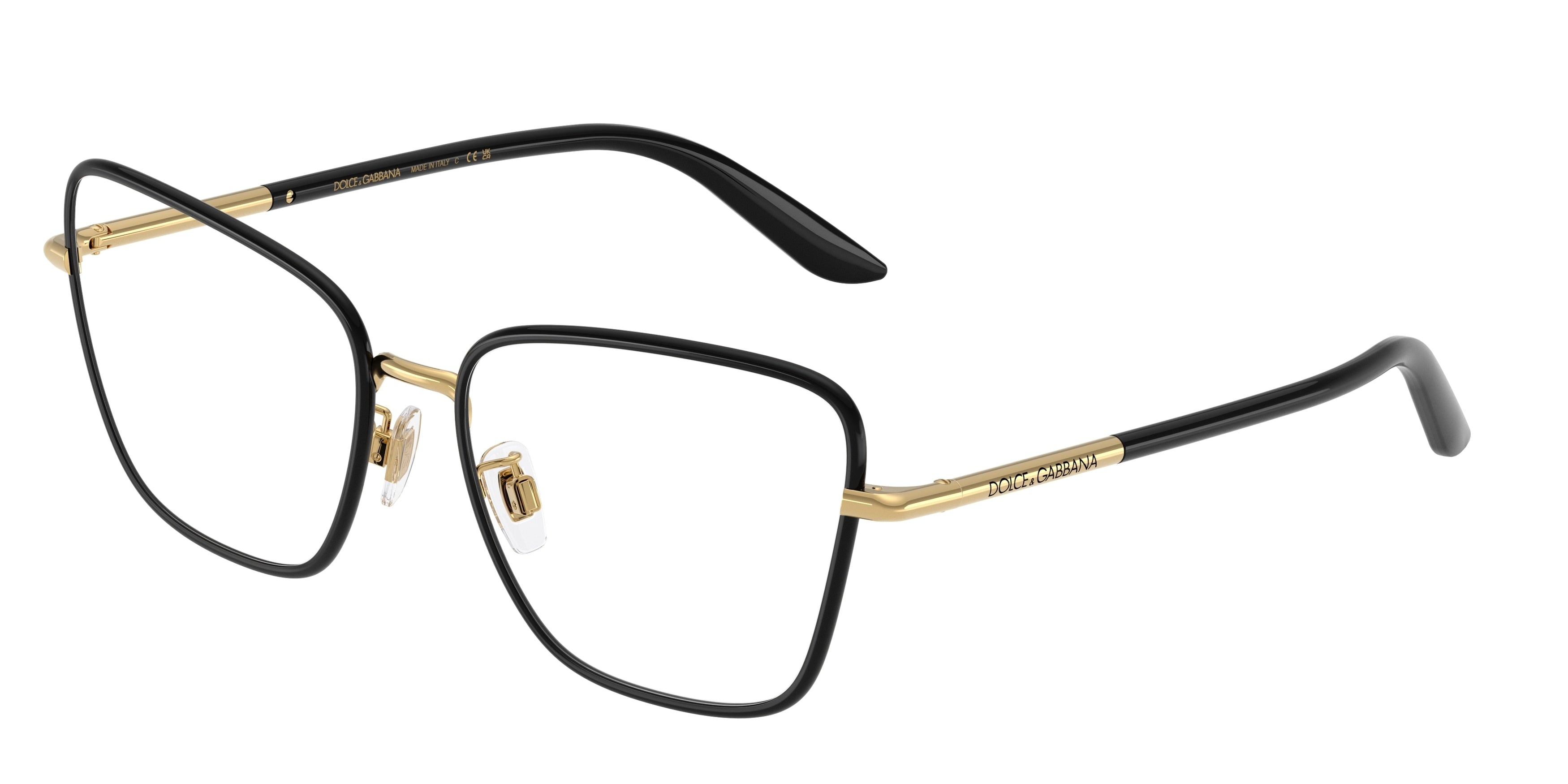 DOLCE & GABBANA DG1359 Cat Eye Eyeglasses 1334-Gold/Black 57-145-17 - Color Map Black