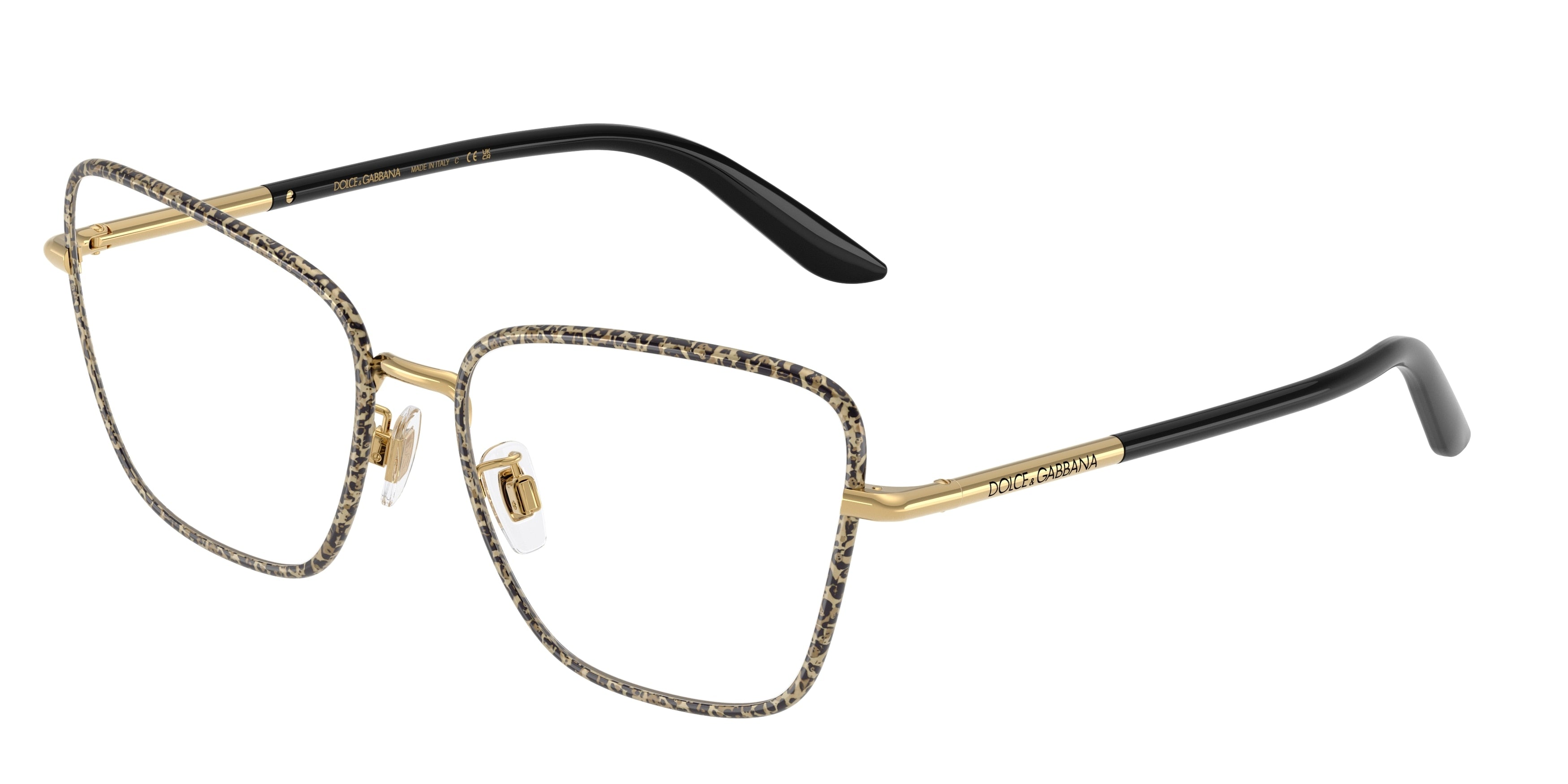 DOLCE & GABBANA DG1359 Cat Eye Eyeglasses 1364-Gold/Leo 57-145-17 - Color Map Gold