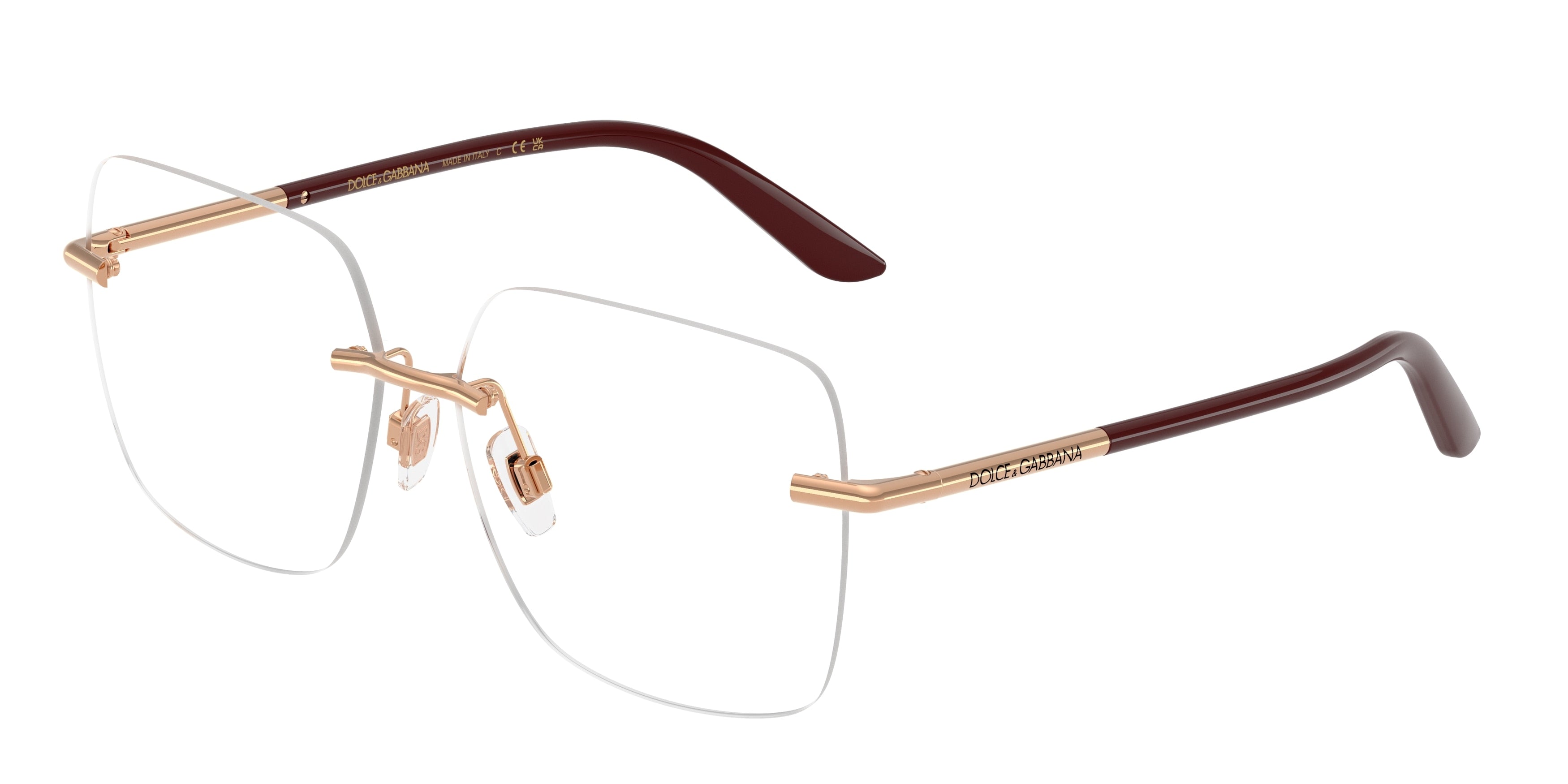 DOLCE & GABBANA DG1360 Square Eyeglasses 1298-Rose Gold 57-145-13 - Color Map Gold