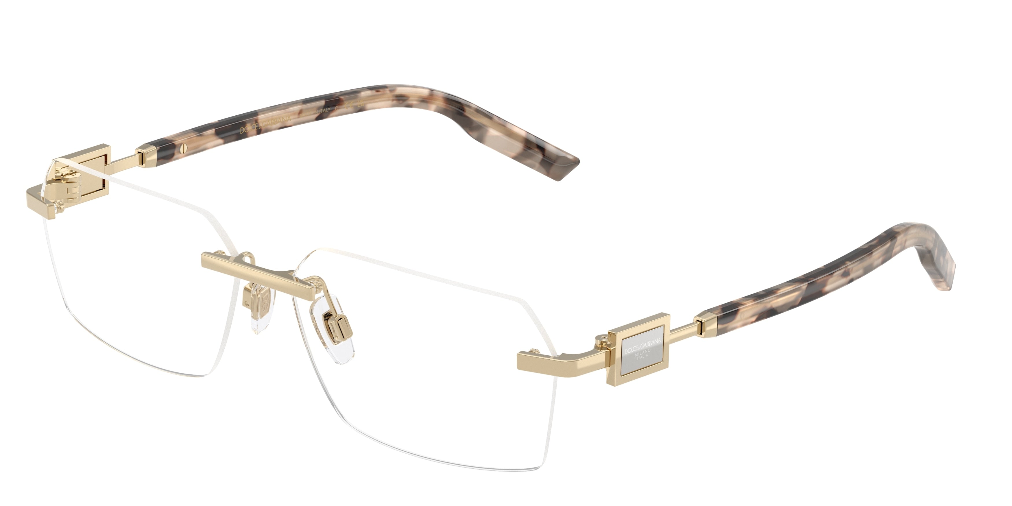 DOLCE & GABBANA DG1361 Rectangle Eyeglasses 488-Pale Gold 60-145-14 - Color Map Gold