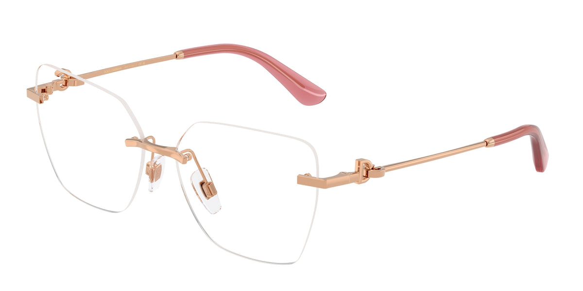 DOLCE & GABBANA DG1363 Cat Eye Eyeglasses 1298-Rose Gold 56-140-15 - Color Map Gold