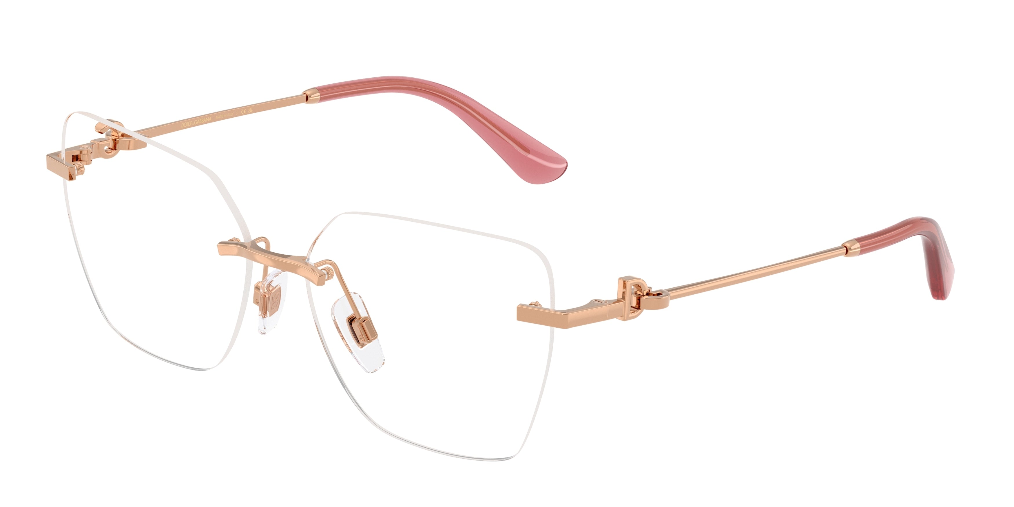 DOLCE & GABBANA DG1363 Cat Eye Eyeglasses  1298-Rose Gold 56-140-15 - Color Map Gold