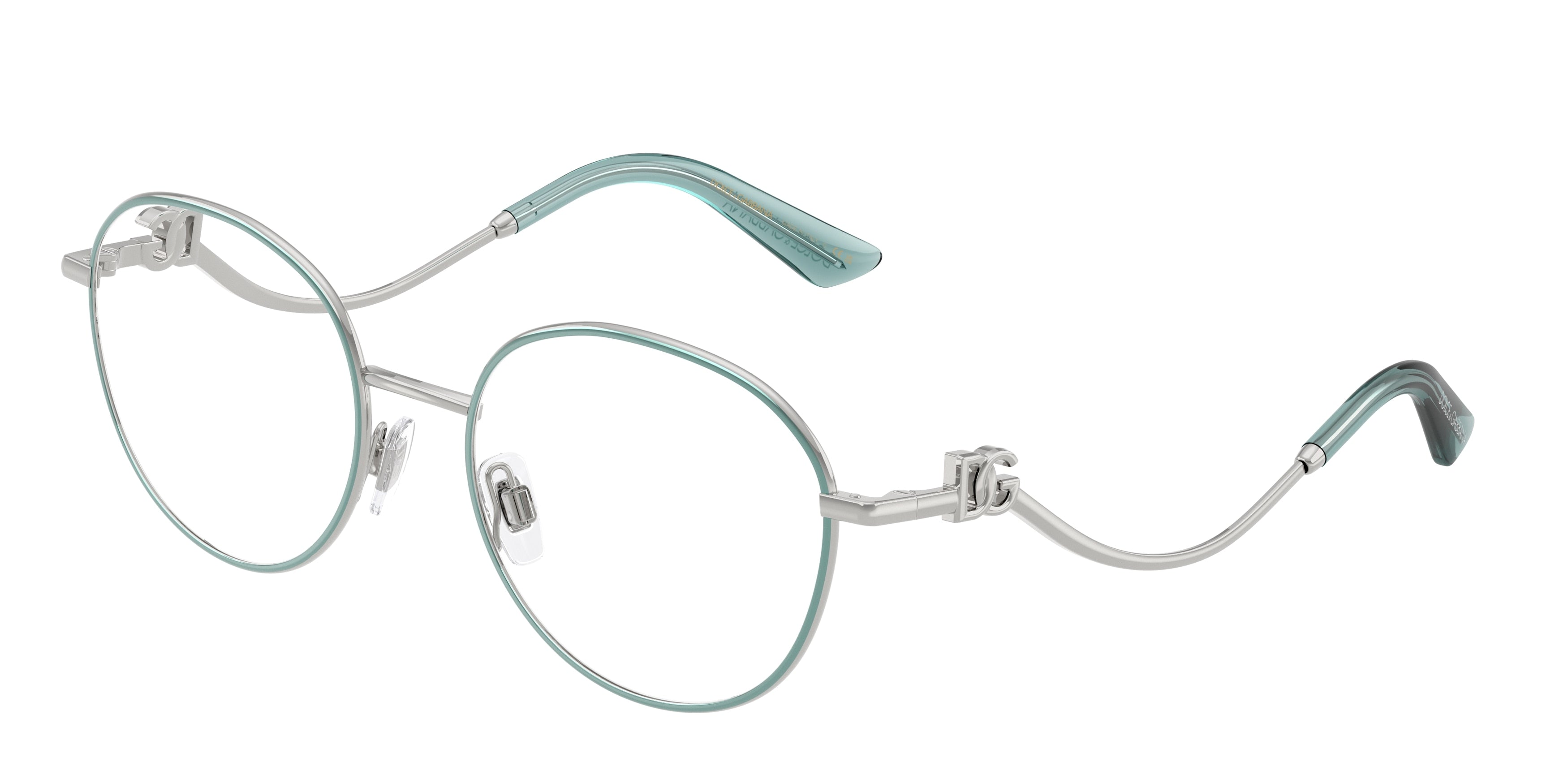 DOLCE & GABBANA DG1365 Round Eyeglasses  1325-Silver/Azure 53-145-18 - Color Map Silver