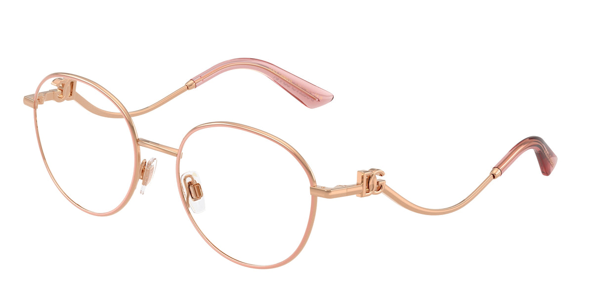 DOLCE & GABBANA DG1365 Round Eyeglasses 1369-Rose 53-145-18 - Color Map Pink