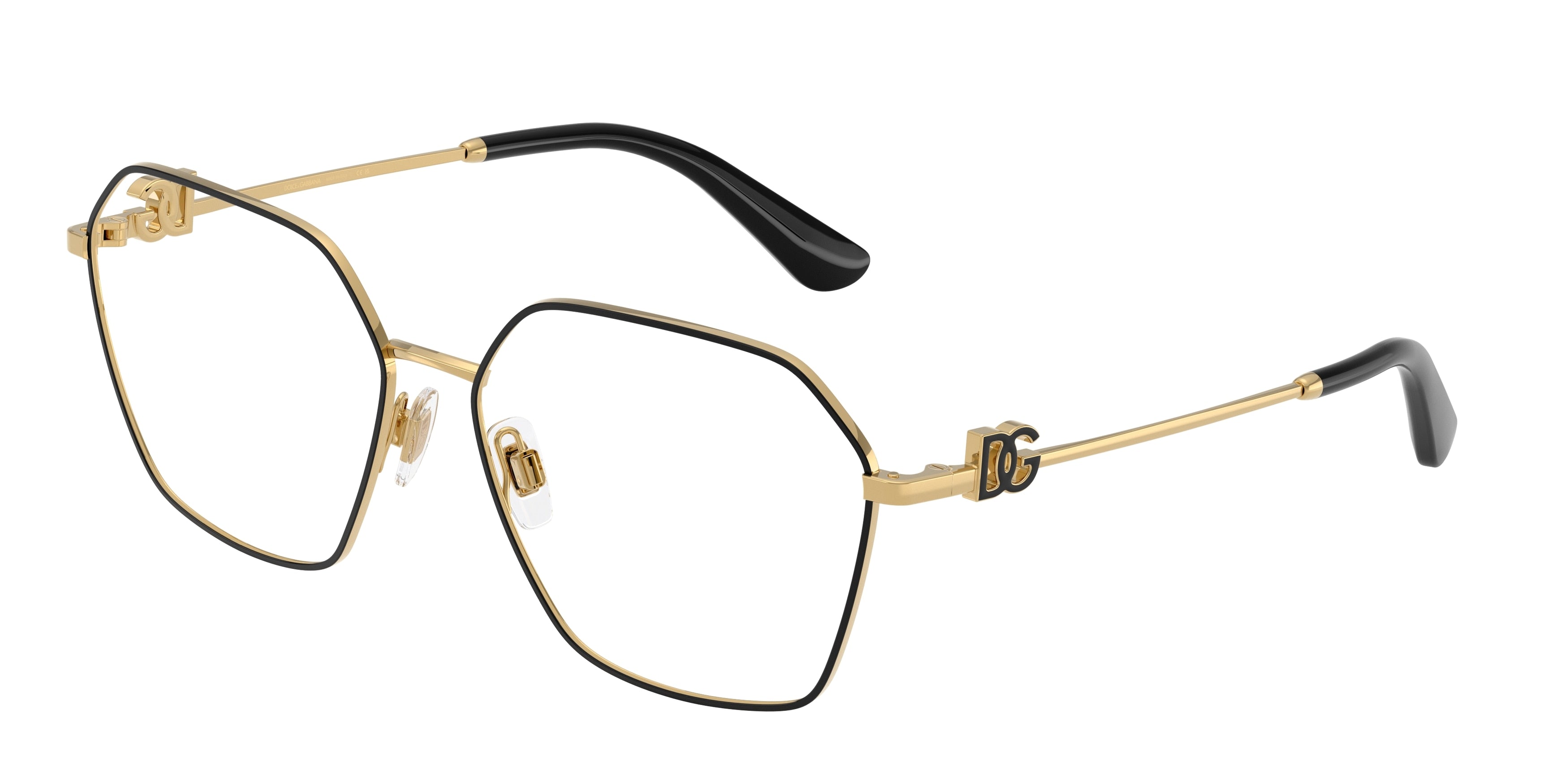 DOLCE & GABBANA DG1366 Phantos Eyeglasses 1334-Gold/Black 58-140-15 - Color Map Black