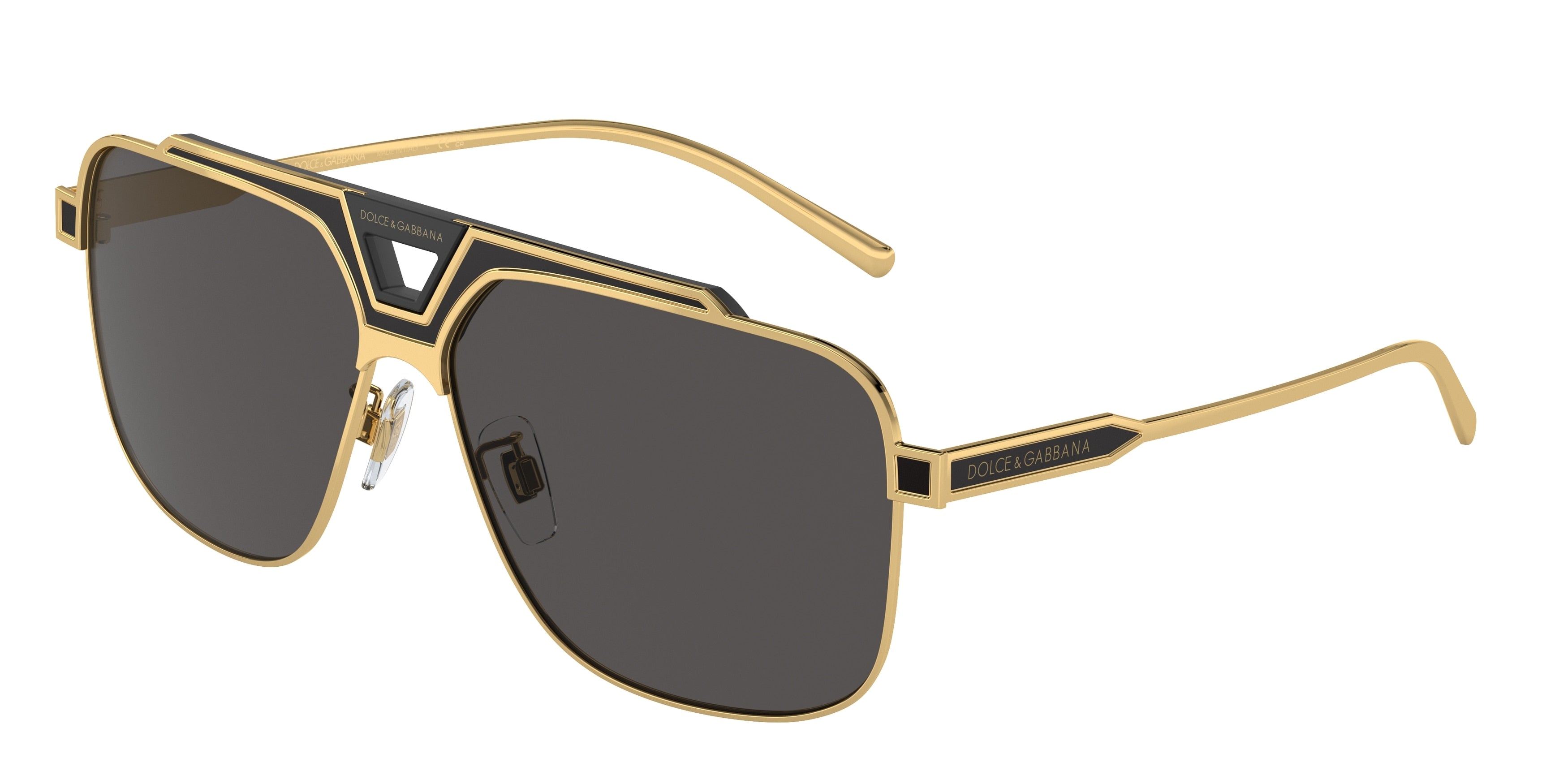 DOLCE & GABBANA DG2256 Square Sunglasses  133487-Gold/Matte Black 62-150-13 - Color Map Gold