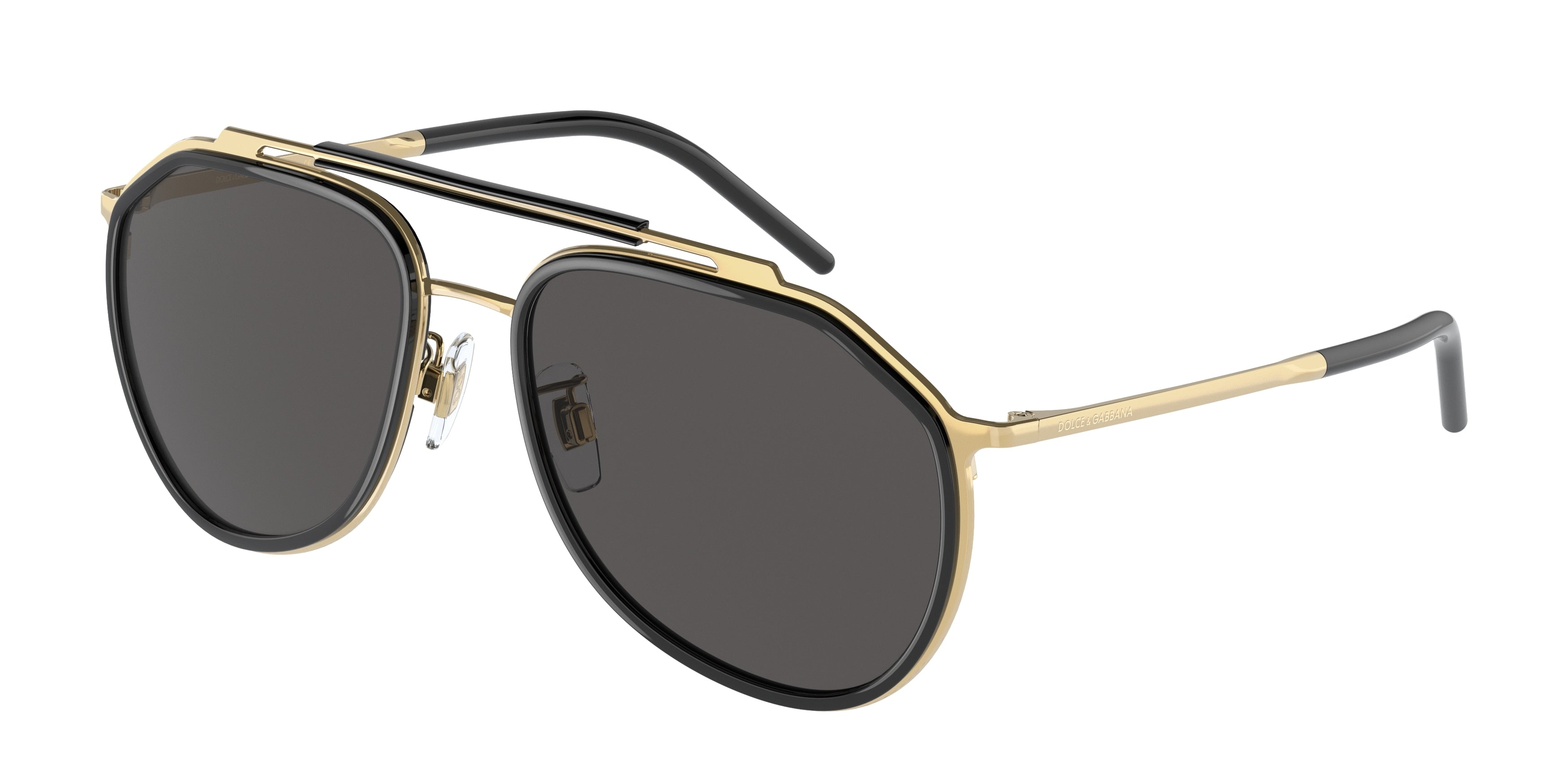 DOLCE & GABBANA DG2277 Pilot Sunglasses 02/87-Gold/Black 57-140-18 - Color Map Black