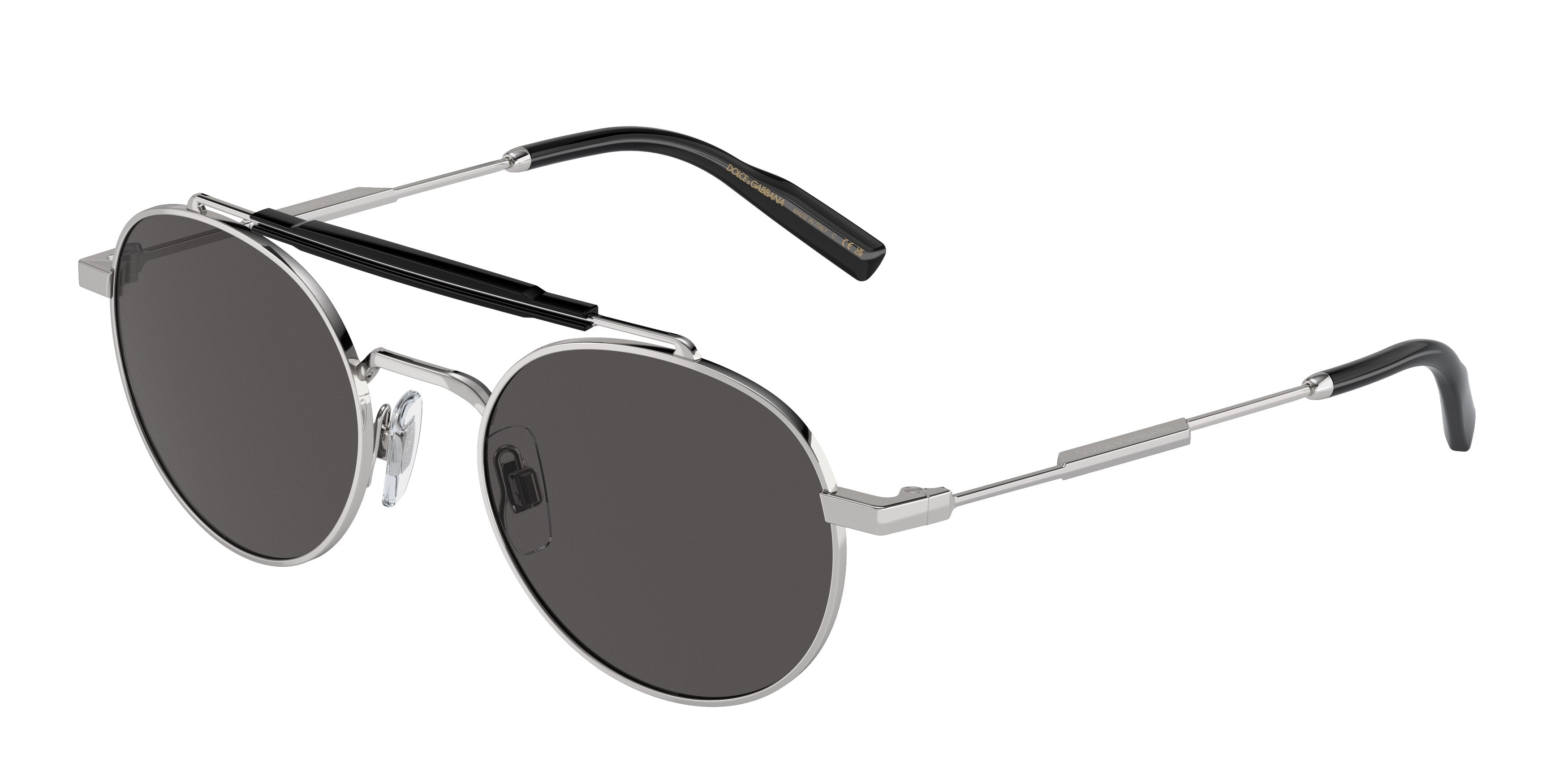 DOLCE & GABBANA DG2295 Round Sunglasses 05/87-Silver 51-145-21 - Color Map Silver