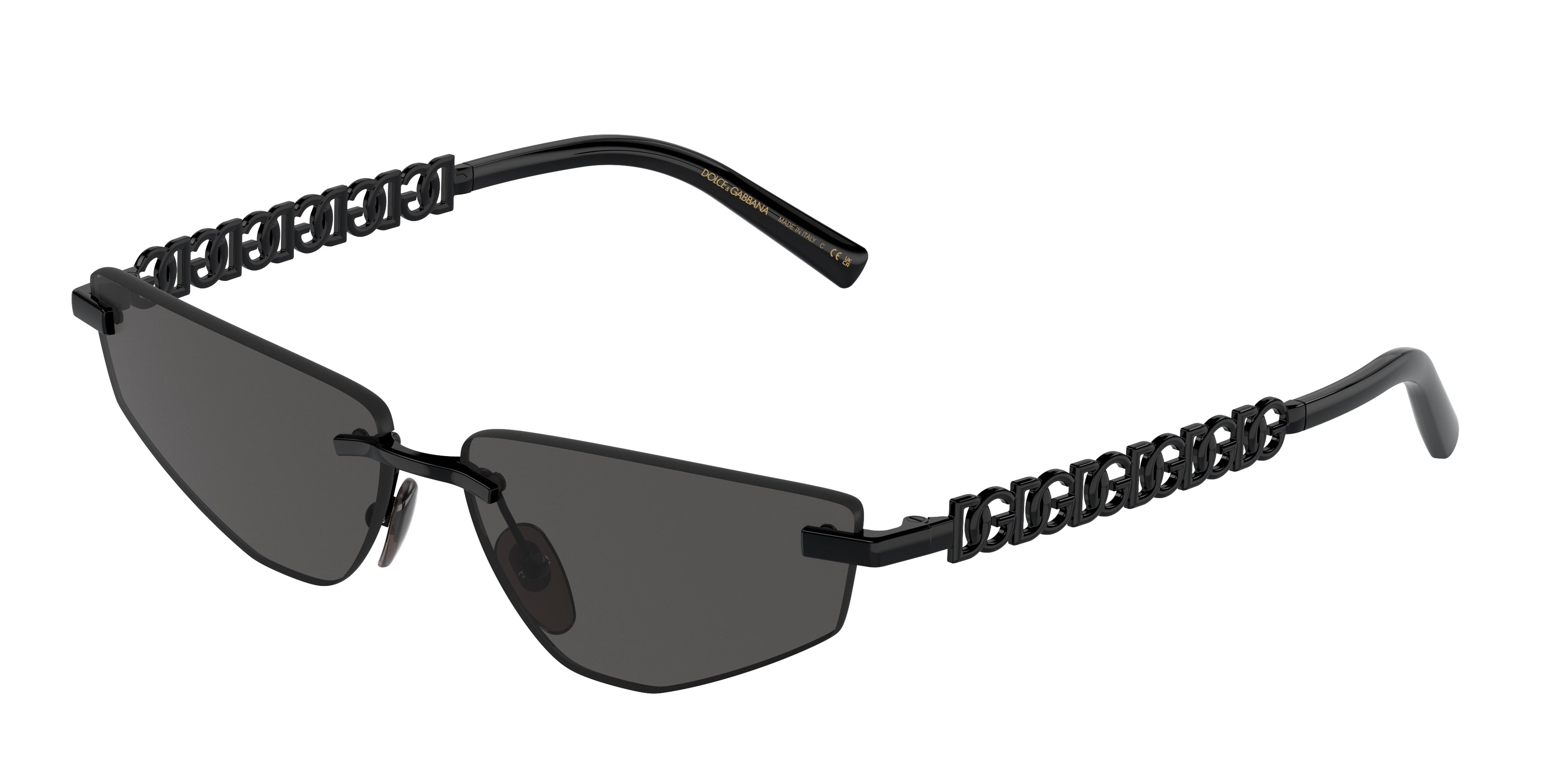 DOLCE & GABBANA DG2301 Rectangle Sunglasses 01/87-Black 58-140-13 - Color Map Black