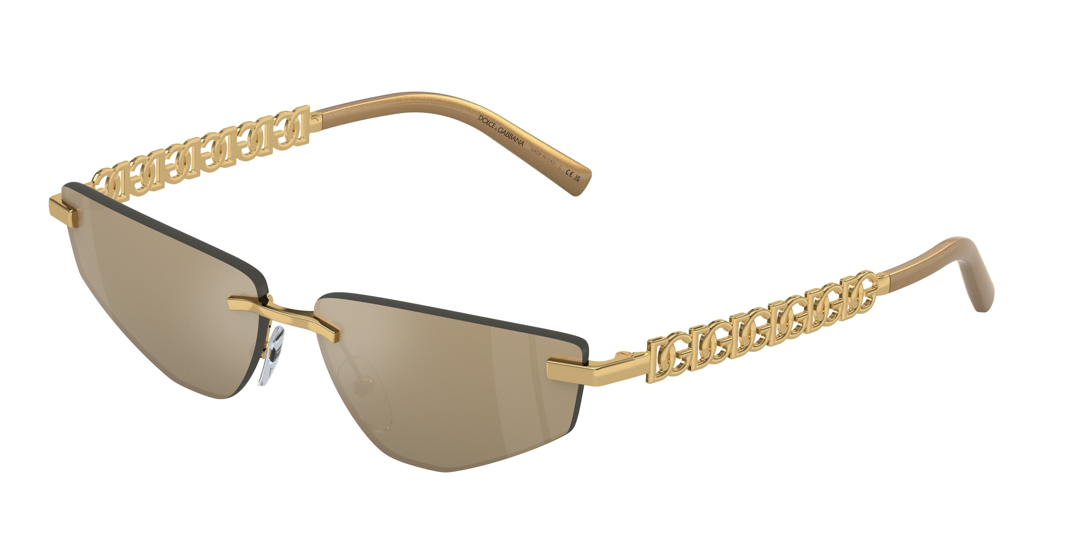 DOLCE & GABBANA DG2301 Rectangle Sunglasses 02/03-Gold 58-140-13 - Color Map Gold