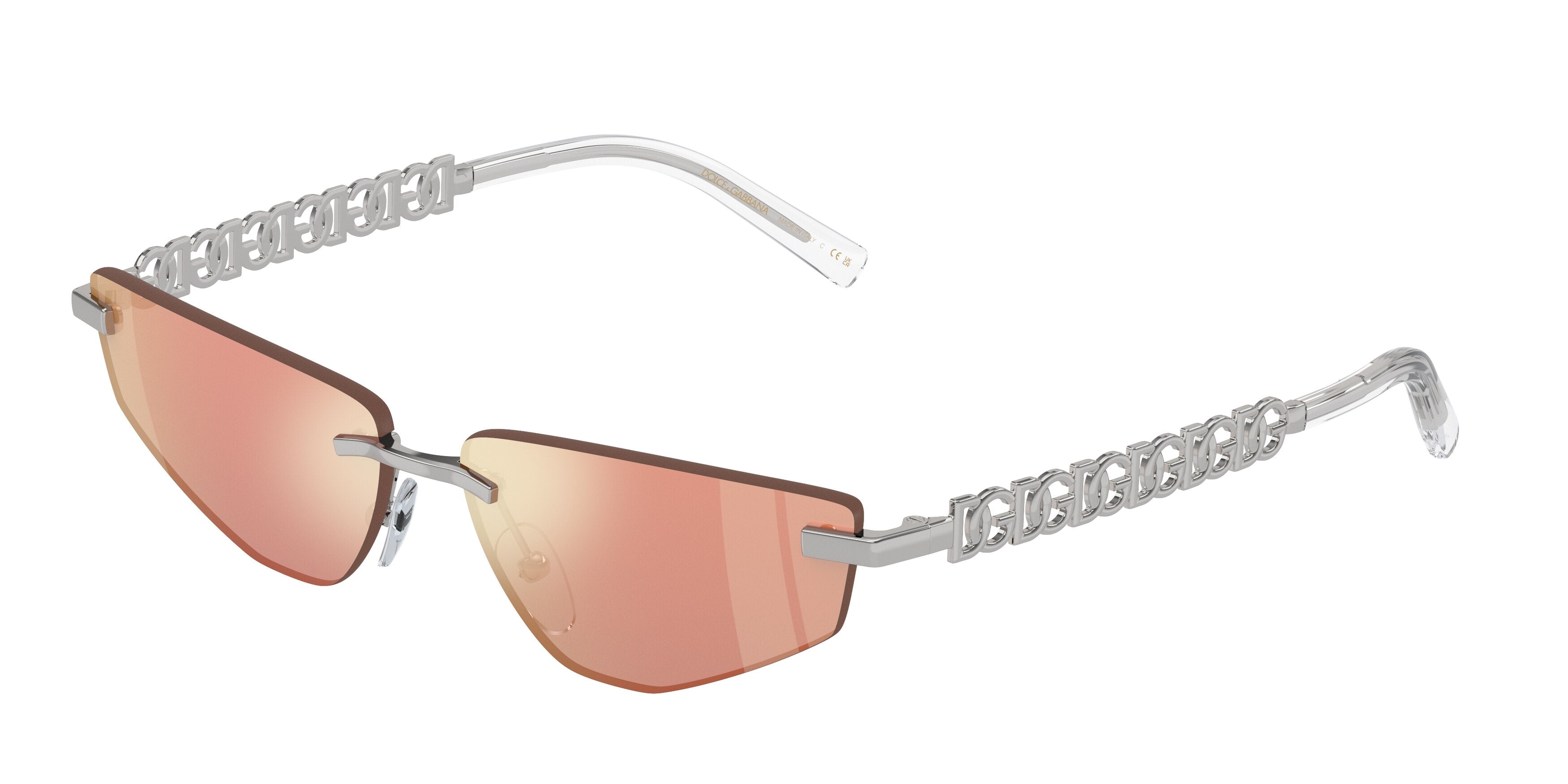 DOLCE & GABBANA DG2301 Rectangle Sunglasses 05/6Q-Iridescent 58-140-13 - Color Map Silver