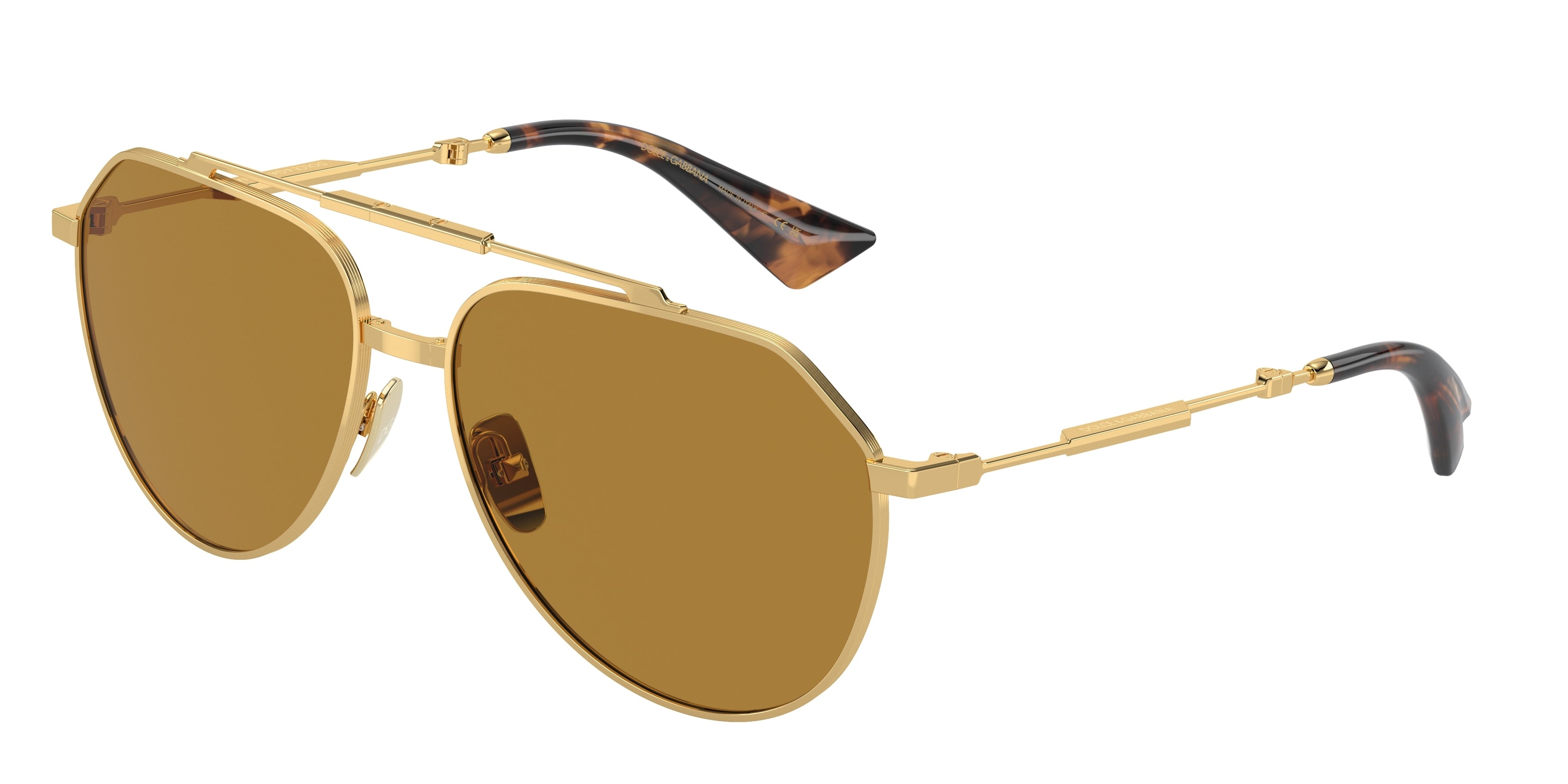 DOLCE & GABBANA DG2302 Pilot Sunglasses 02/53-Gold 60-140-15 - Color Map Gold