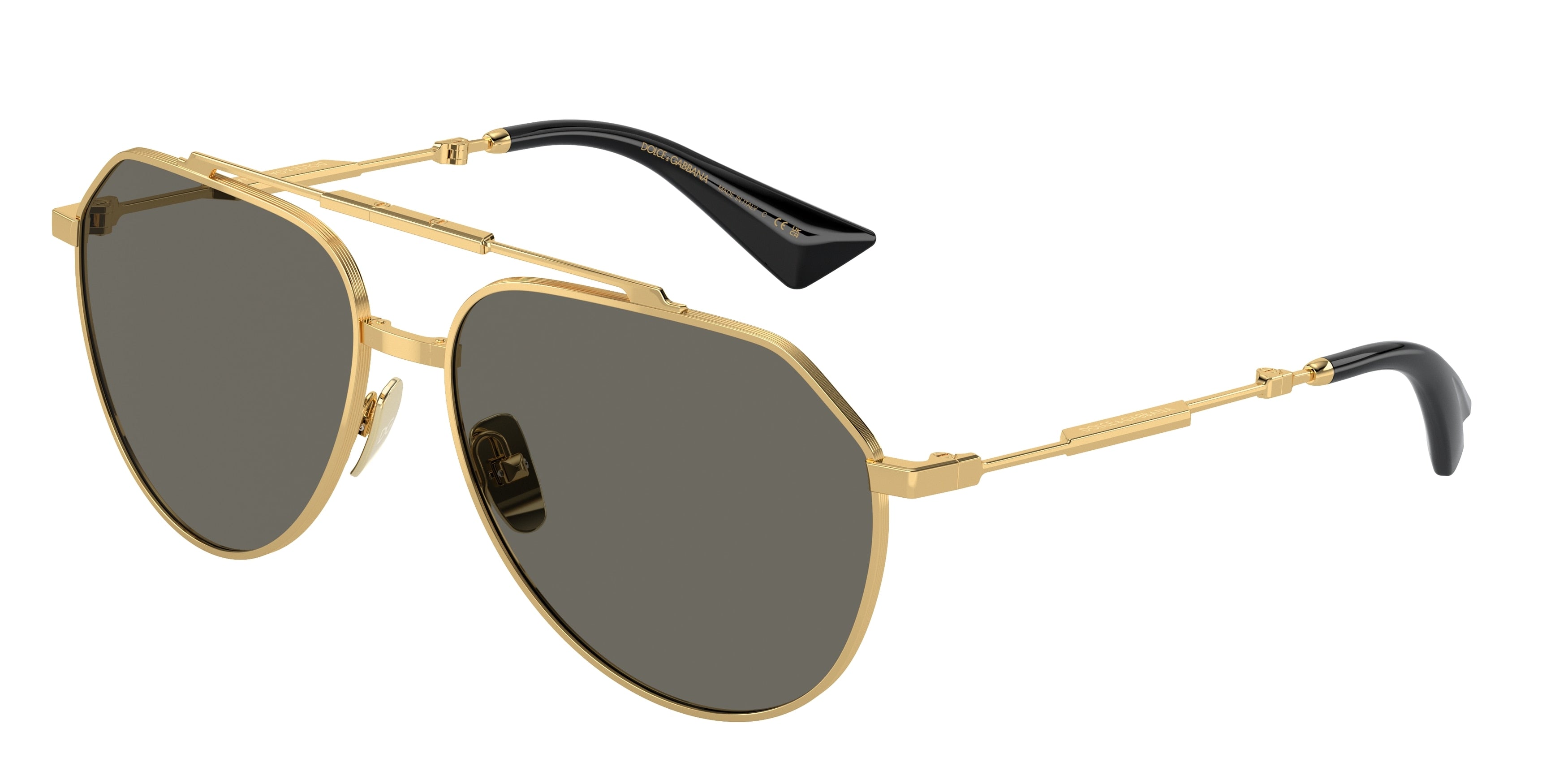 DOLCE & GABBANA DG2302 Pilot Sunglasses 02/R5-Gold 60-140-15 - Color Map Gold