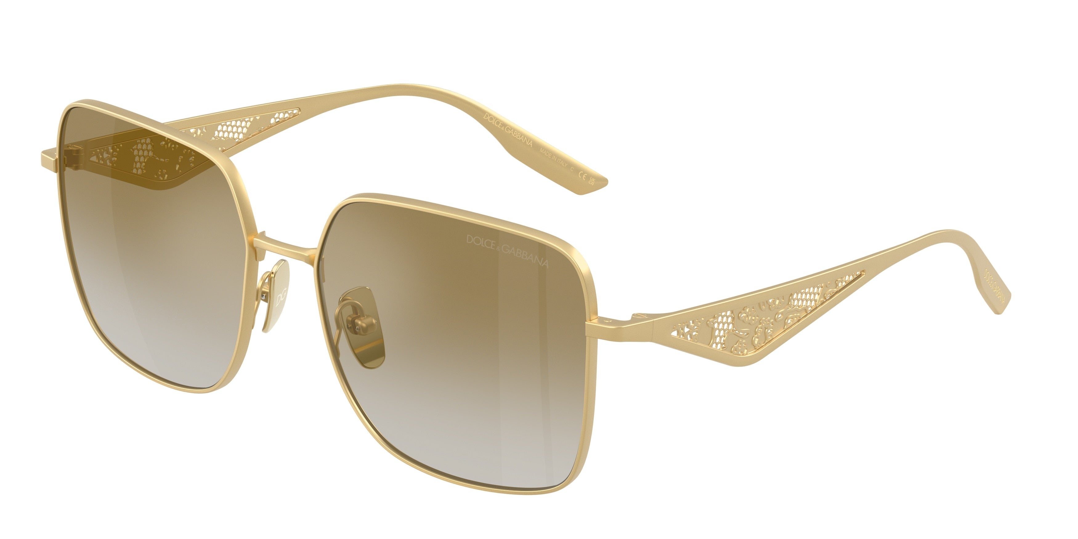 DOLCE & GABBANA DG2310 Square Sunglasses 12246E-Matte Gold 57-145-16 - Color Map Gold