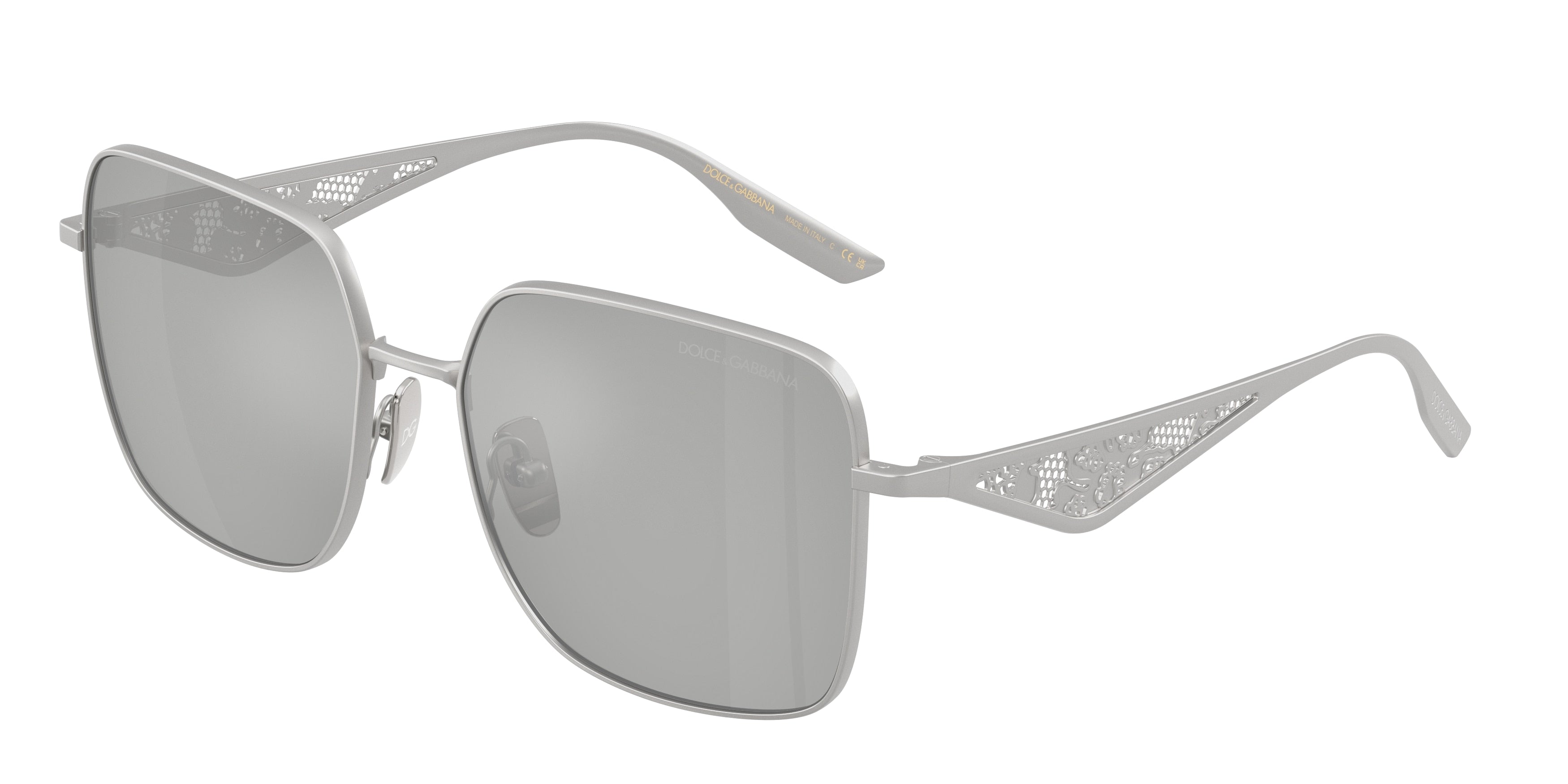 DOLCE & GABBANA DG2310 Square Sunglasses 13648V-Matte Silver 57-145-16 - Color Map Silver