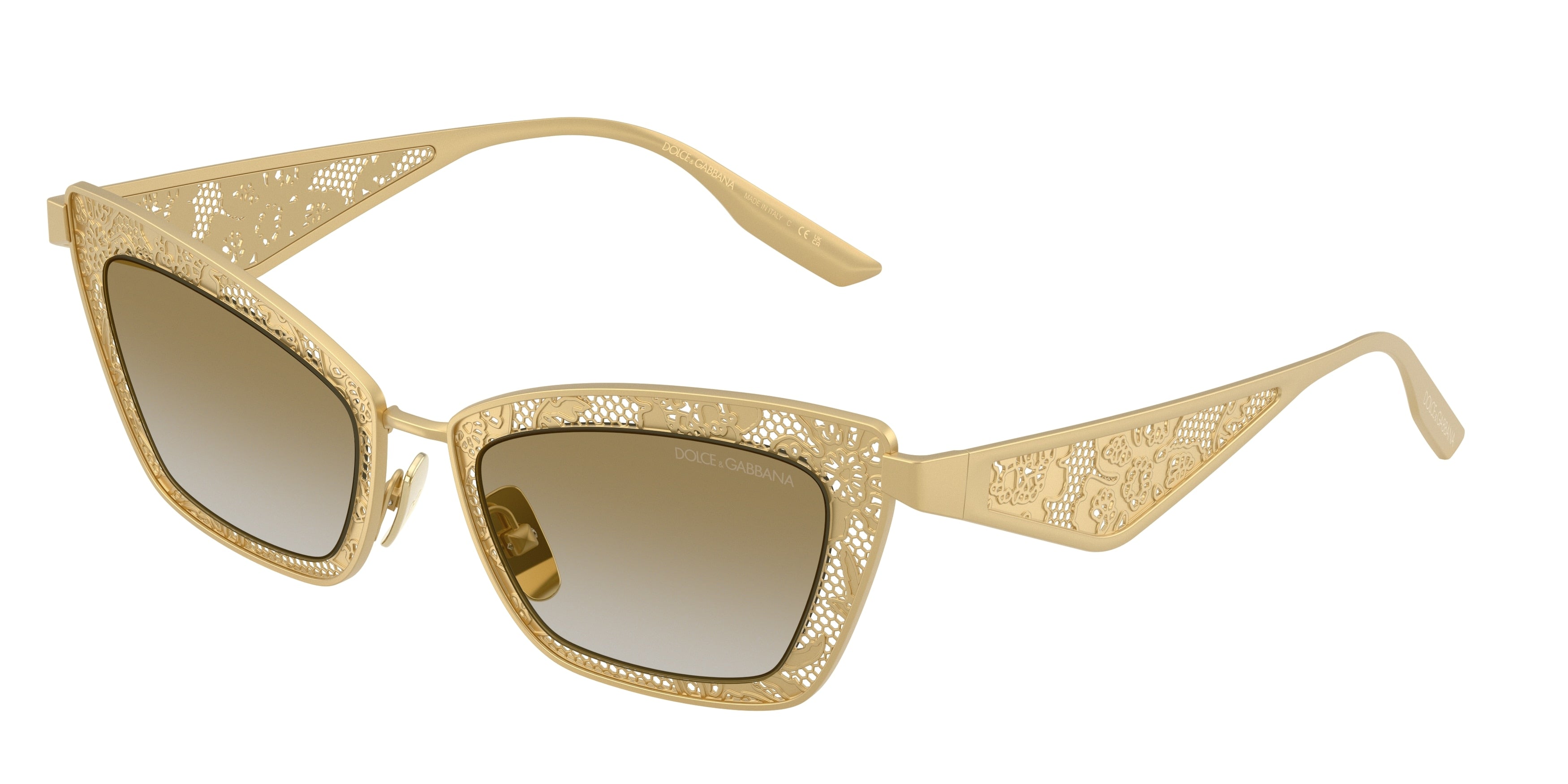 DOLCE & GABBANA DG2311 Cat Eye Sunglasses  12246E-Matte Gold 51-145-20 - Color Map Gold