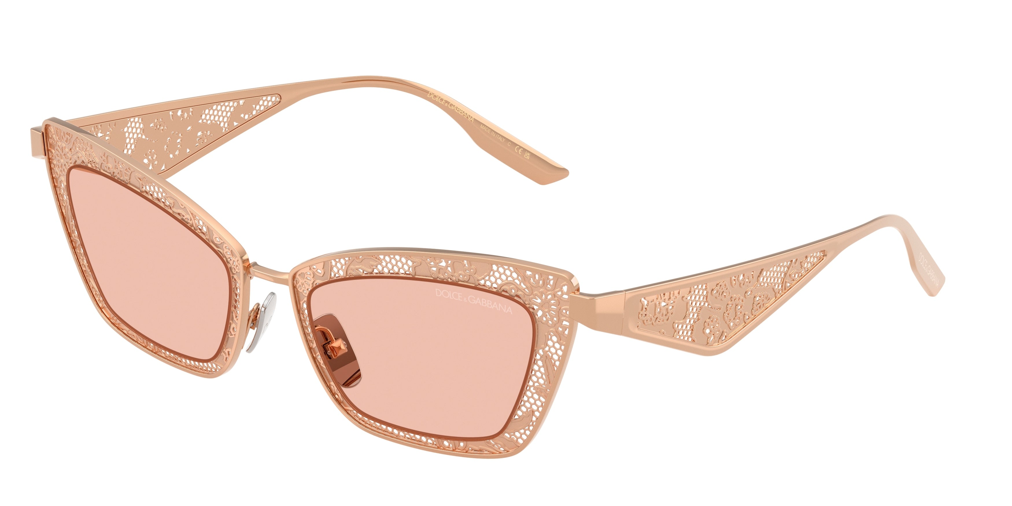 DOLCE & GABBANA DG2311 Cat Eye Sunglasses  129884-Rose Gold 51-145-20 - Color Map Gold