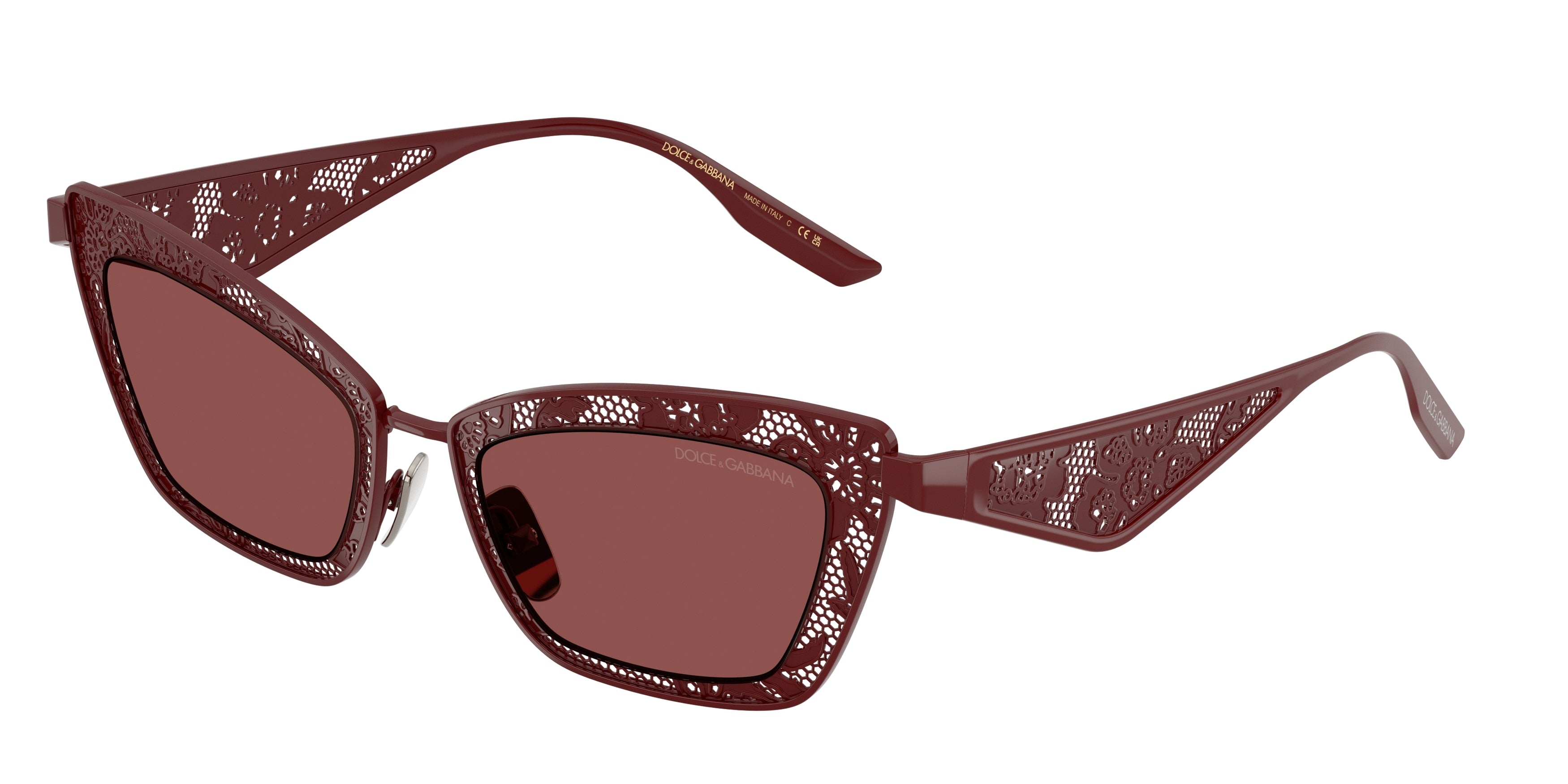 DOLCE & GABBANA DG2311 Cat Eye Sunglasses  131975-Bordeaux 51-145-20 - Color Map Red