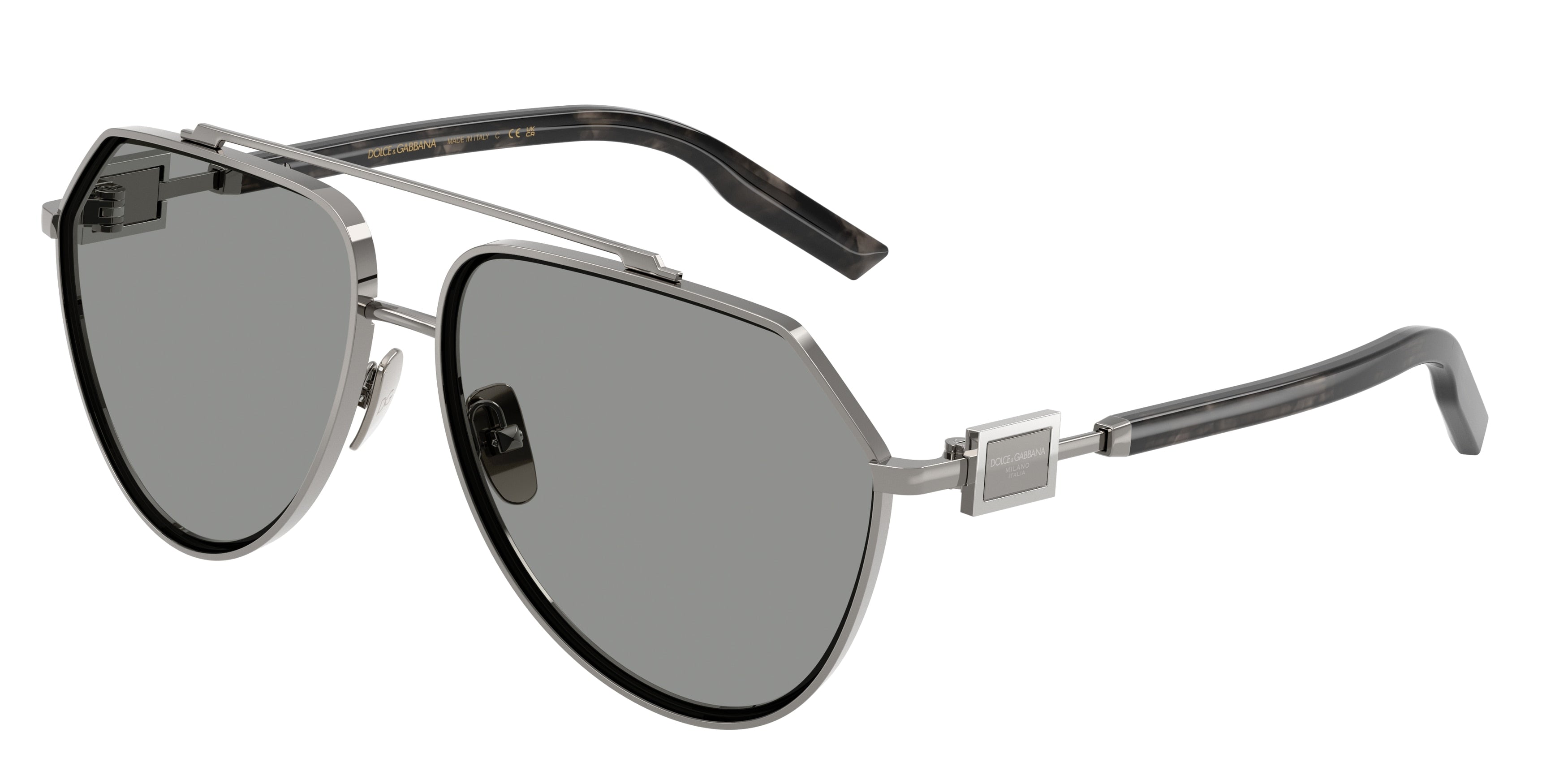DOLCE & GABBANA DG2315 Pilot Sunglasses 04/1-Gunmetal 62-145-14 - Color Map Grey