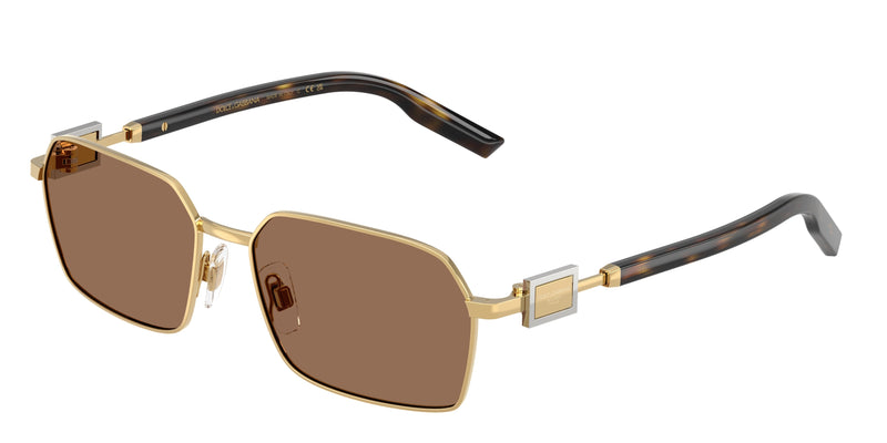 DOLCE & GABBANA DG2316 Rectangle Sunglasses 02/73-Gold 56-145-16 - Color Map Gold