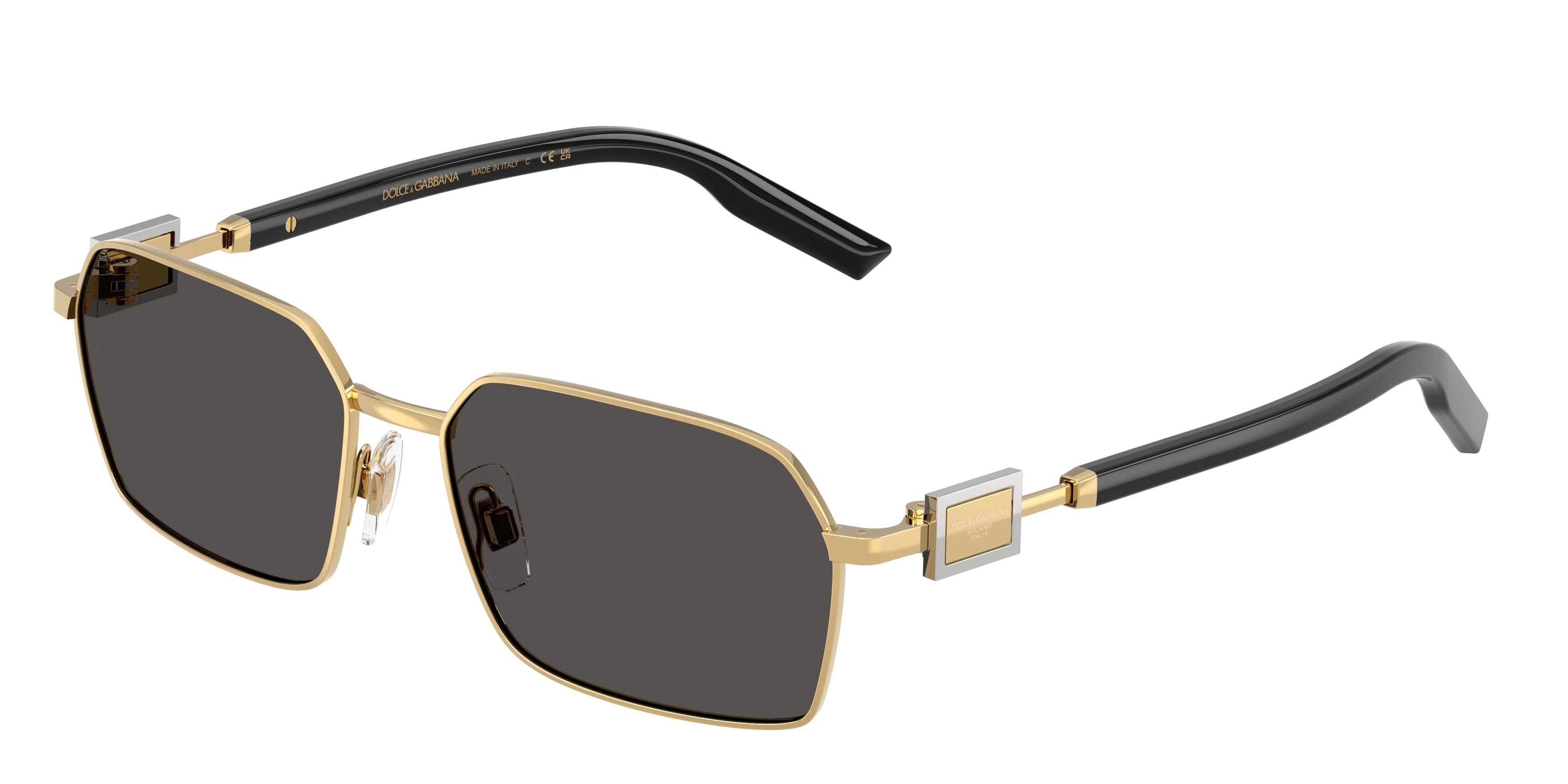 DOLCE & GABBANA DG2316 Rectangle Sunglasses 02/87-Gold 56-145-16 - Color Map Gold