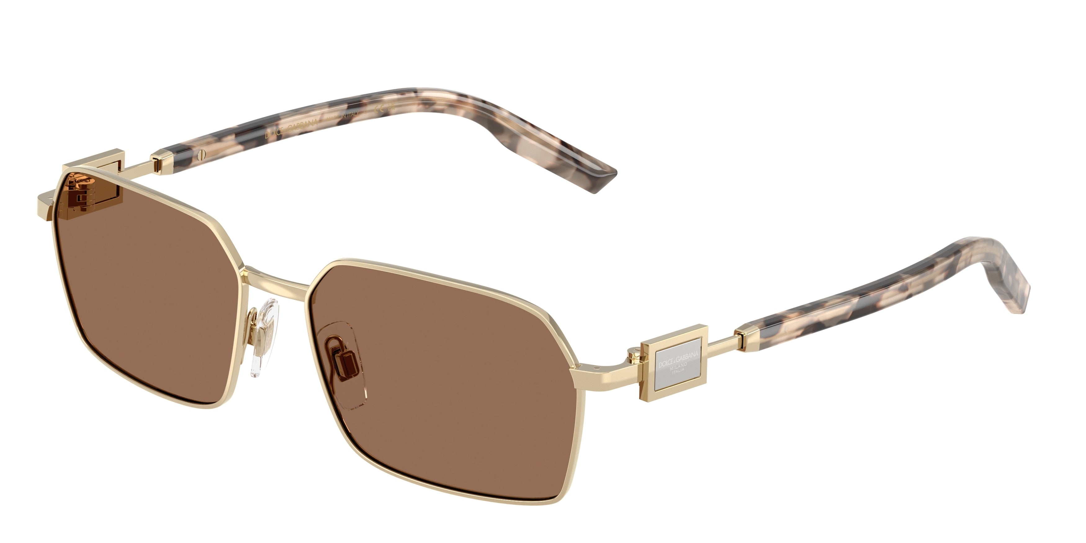 DOLCE & GABBANA DG2316 Rectangle Sunglasses 488/73-Pale Gold 56-145-16 - Color Map Gold