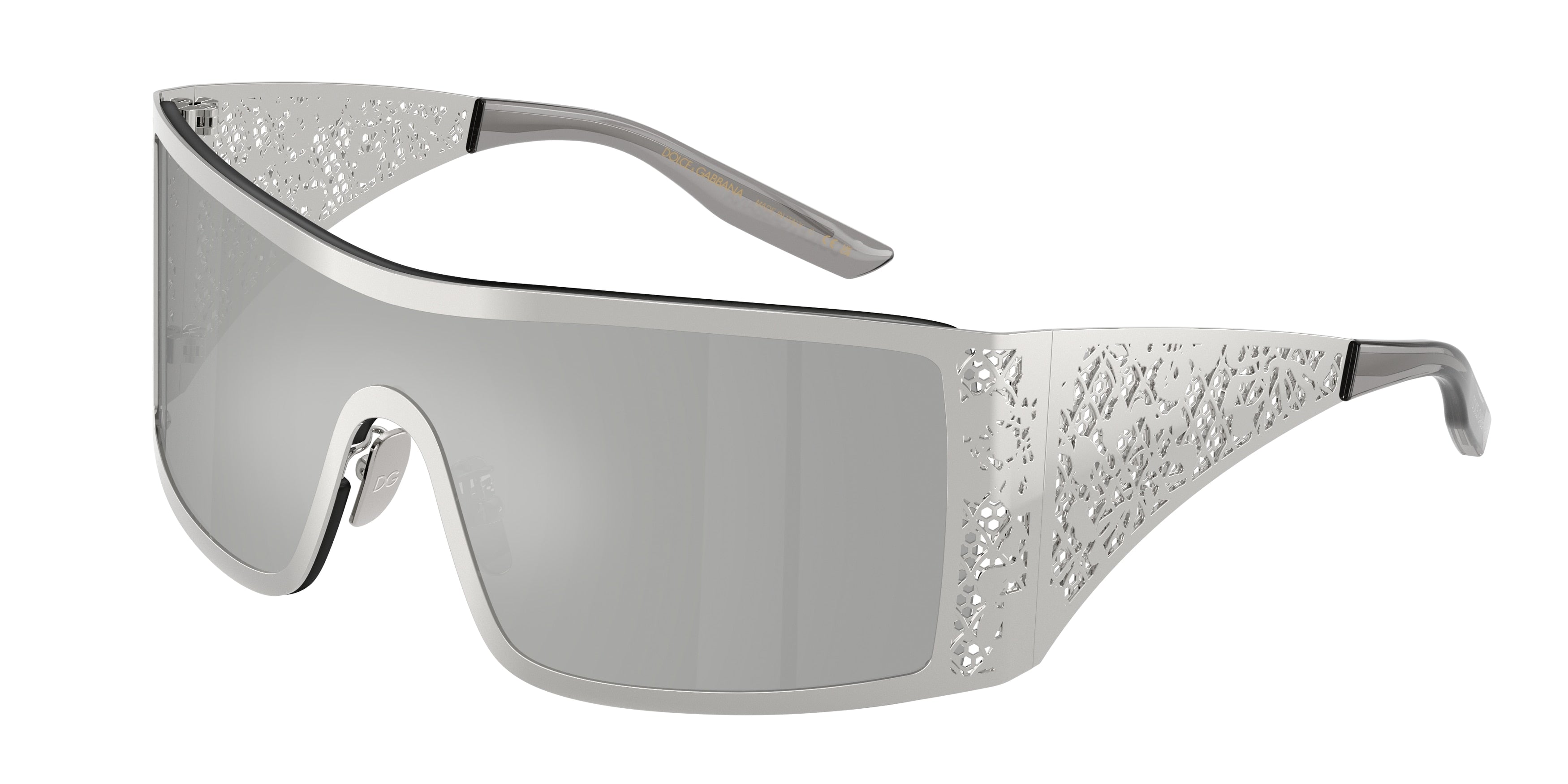 DOLCE & GABBANA DG2317 Rectangle Sunglasses 05/8V-Silver 38-130-138 - Color Map Silver