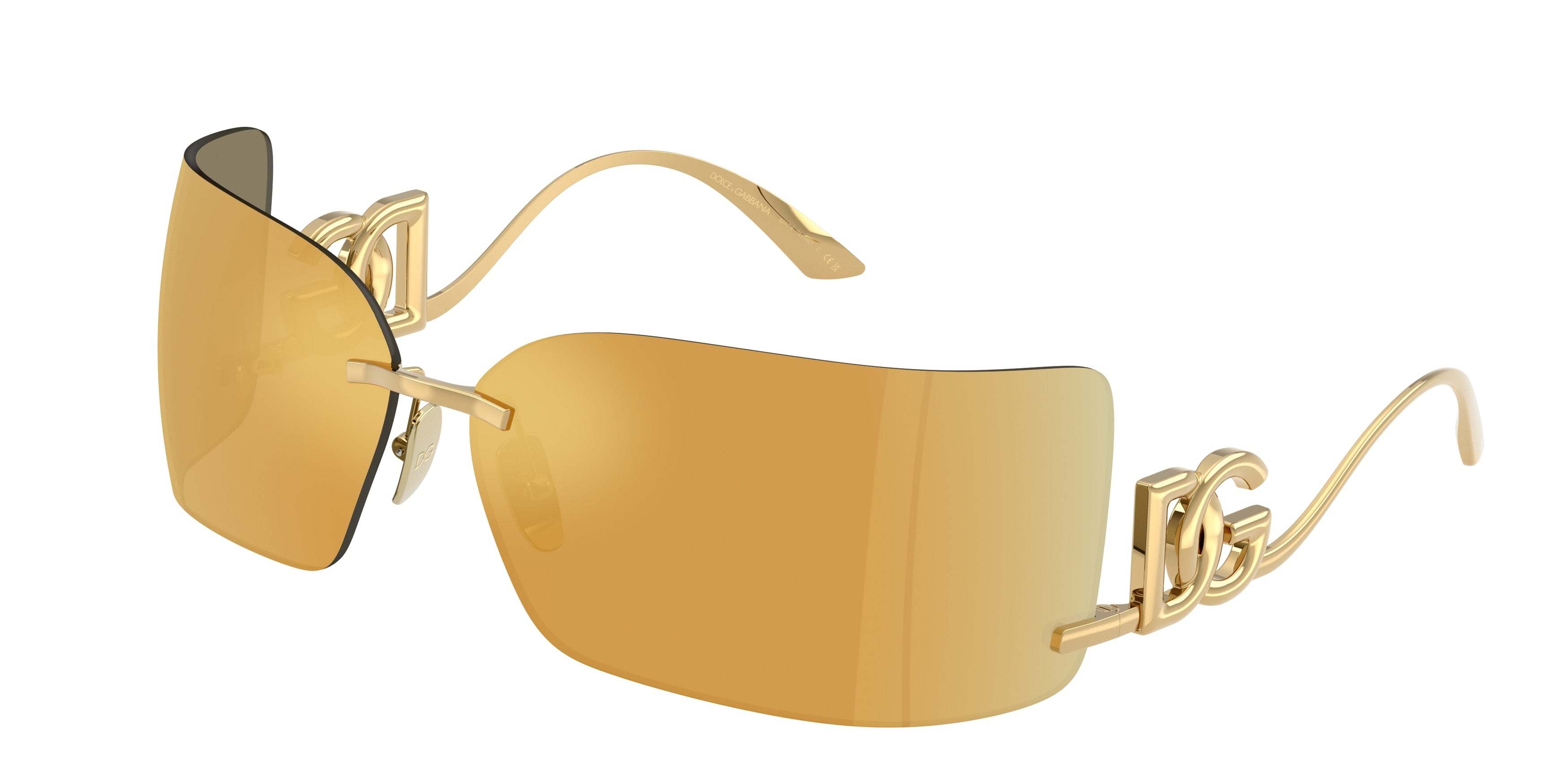 DOLCE & GABBANA DG2319 Rectangle Sunglasses 02/5A-Gold 76-110-13 - Color Map Gold