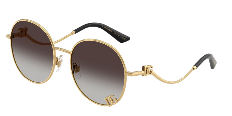 DOLCE & GABBANA DG2324 Round Sunglasses 02/8G-Gold 56-145-18 - Color Map Gold