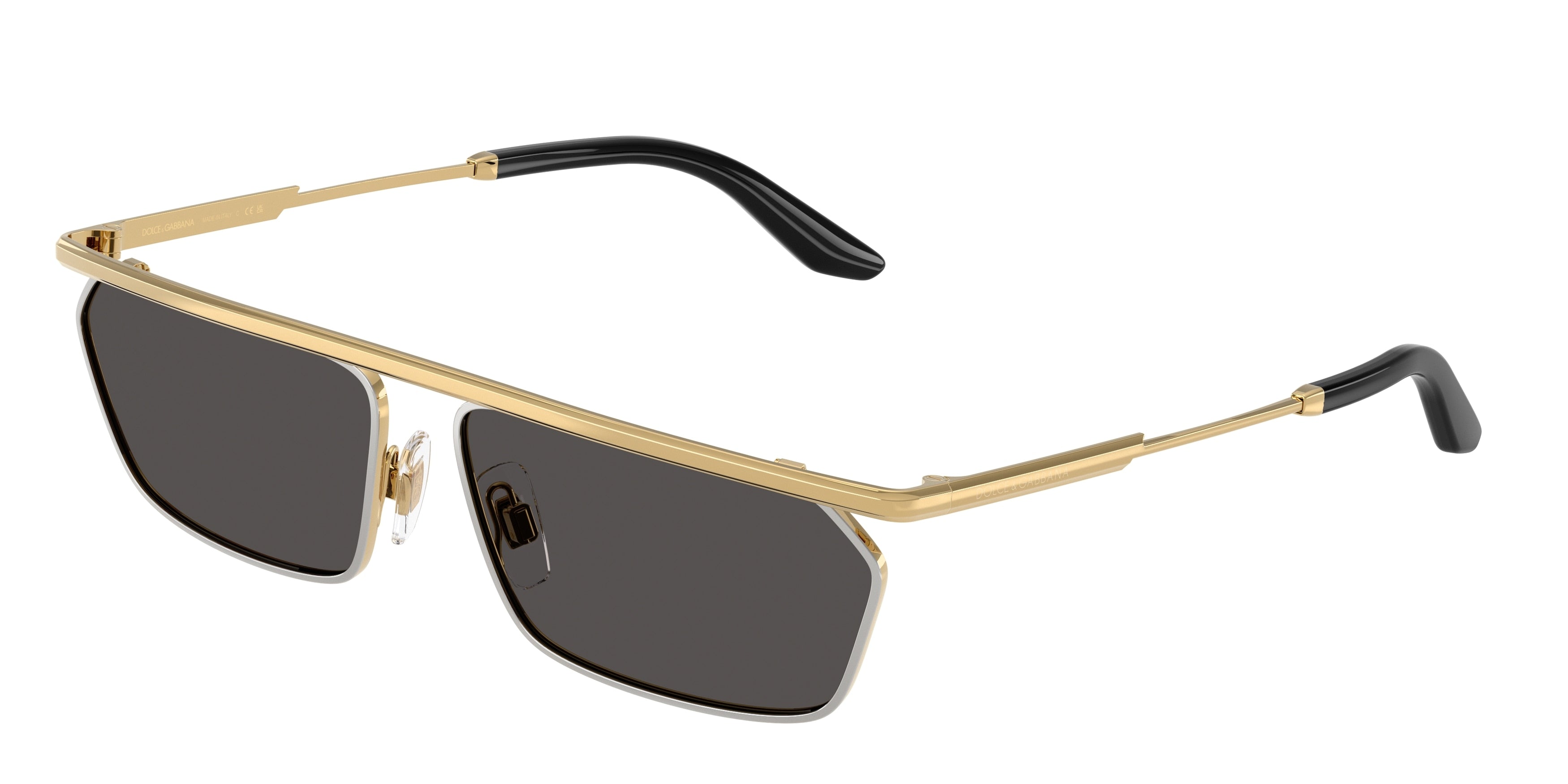 DOLCE & GABBANA DG2327 Rectangle Sunglasses  131387-Gold/Silver 60-145-14 - Color Map Gold