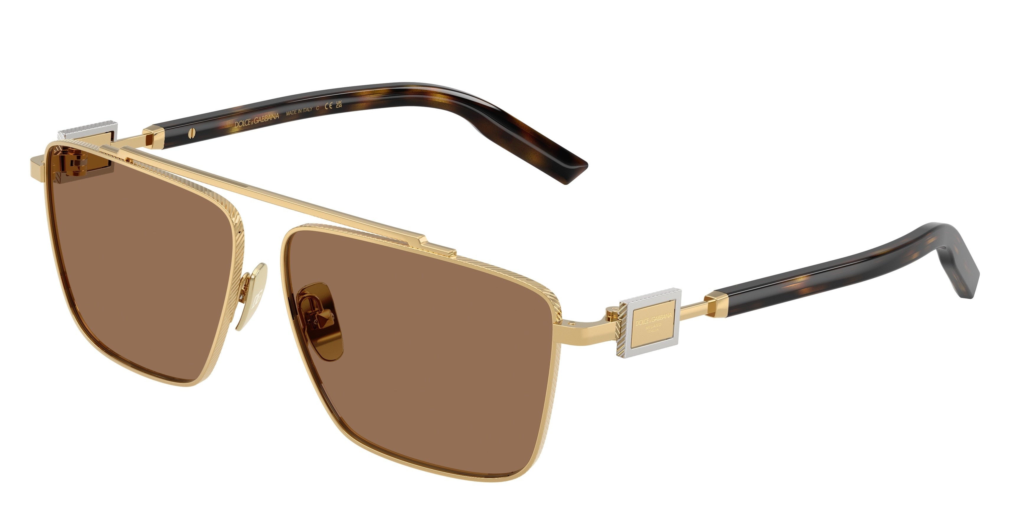 DOLCE & GABBANA DG2336 Square Sunglasses 02/73-Gold 59-145-12 - Color Map Gold