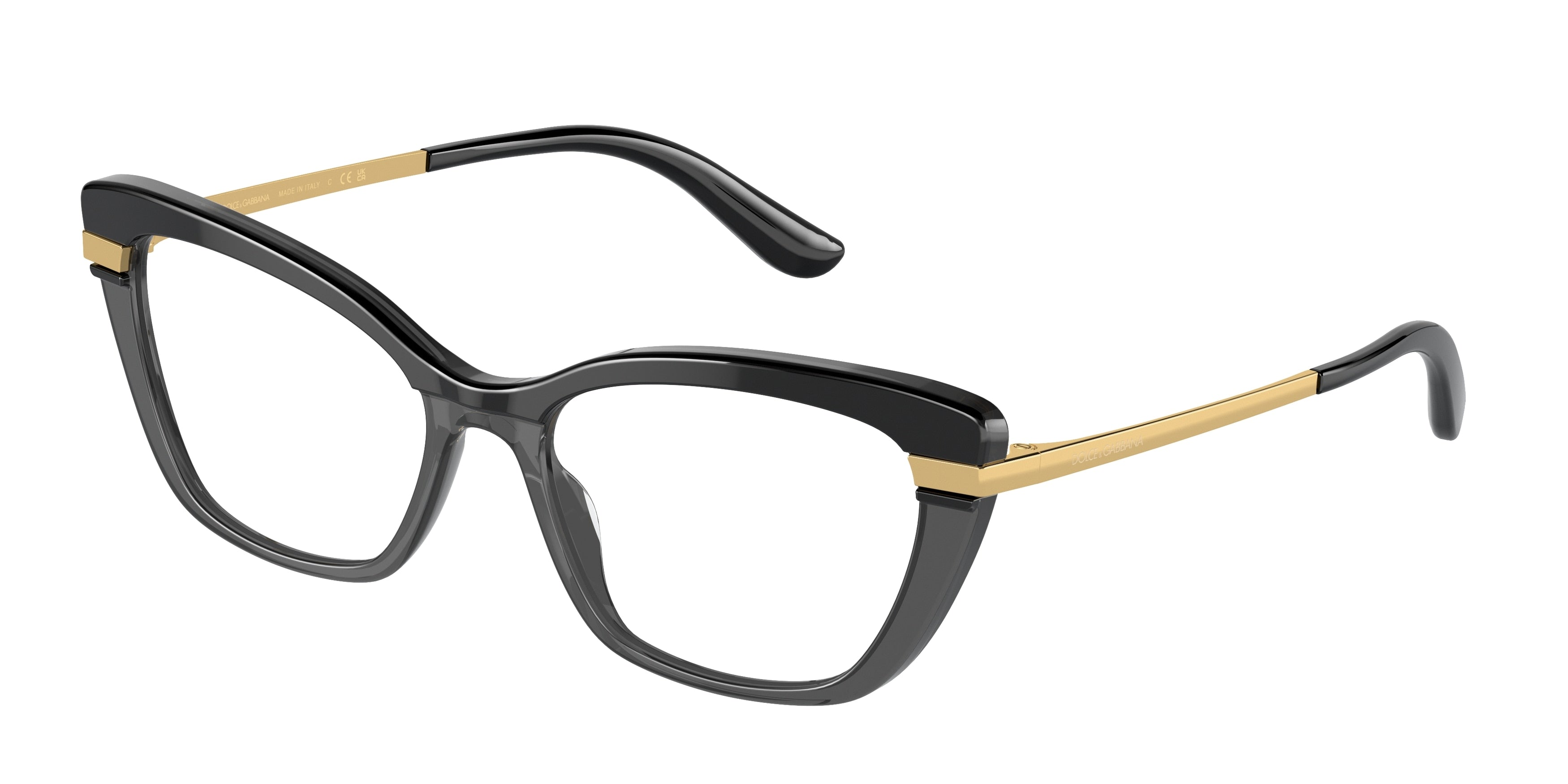 DOLCE & GABBANA DG3325 Cat Eye Eyeglasses 3246-Black On Transparent Black 54-140-17 - Color Map Black