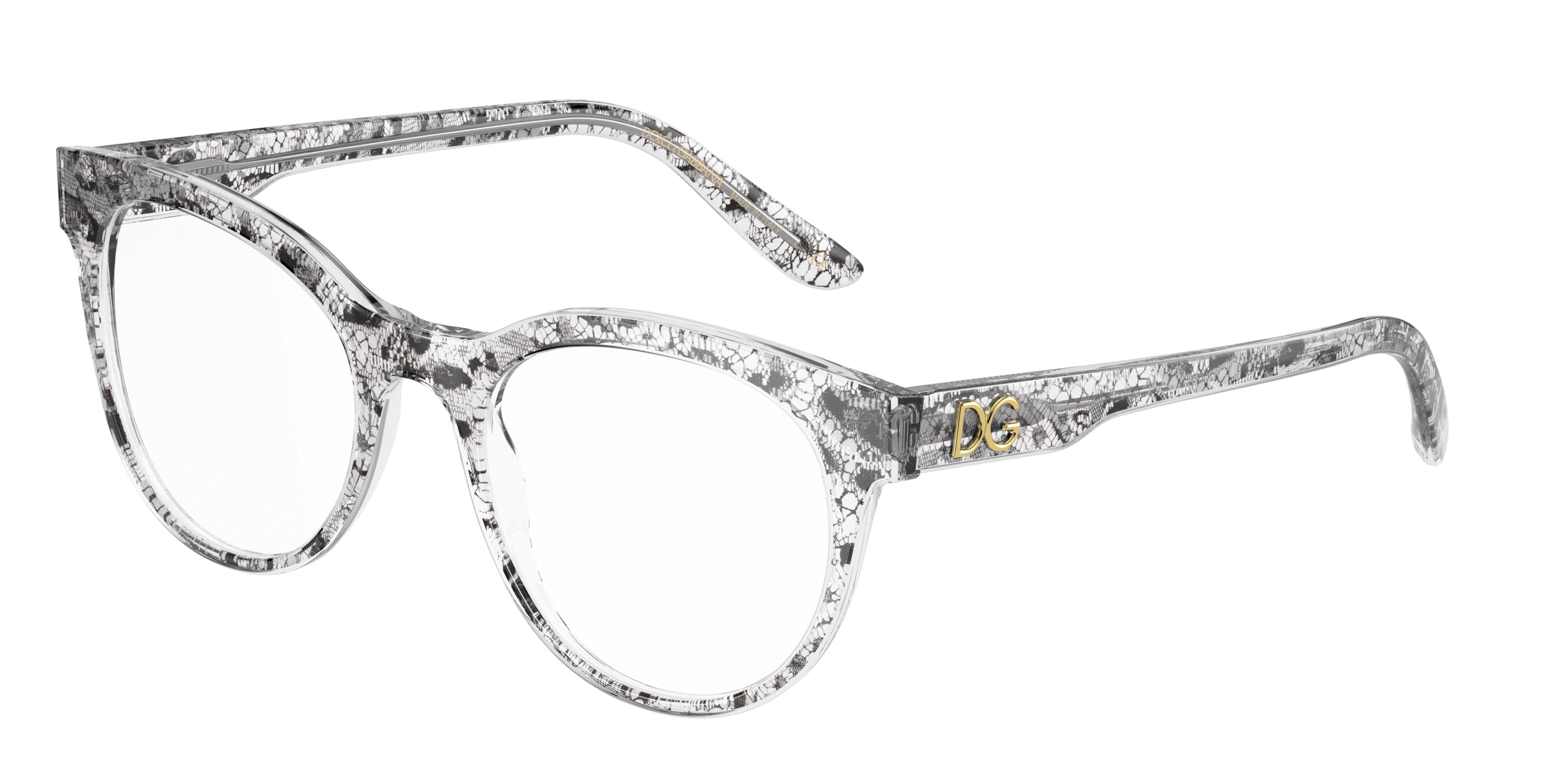 DOLCE & GABBANA DG3334 Phantos Eyeglasses 3287-Black Lace 52-145-20 - Color Map Black