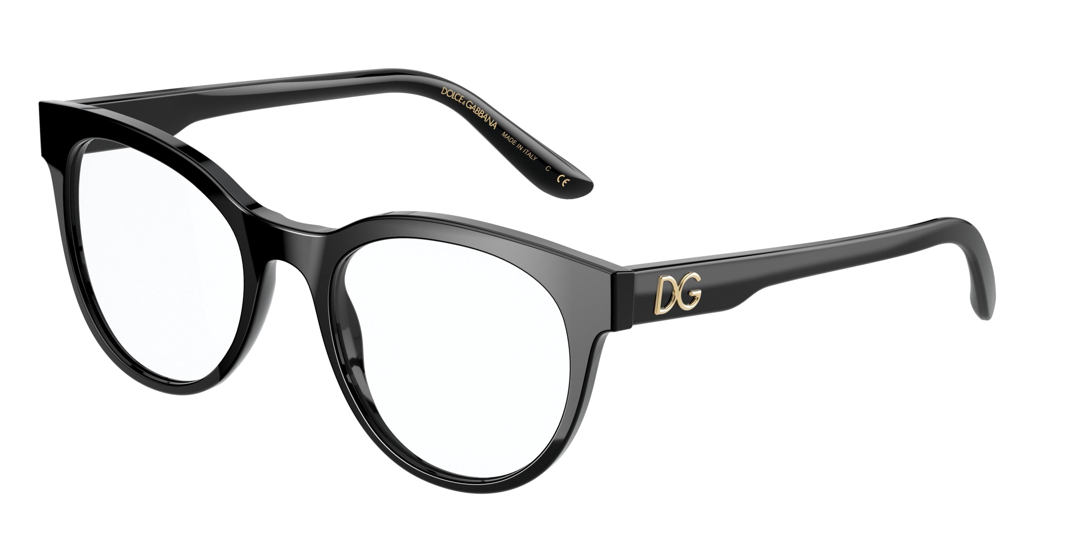 DOLCE & GABBANA DG3334 Phantos Eyeglasses 501-Black 52-145-20 - Color Map Black