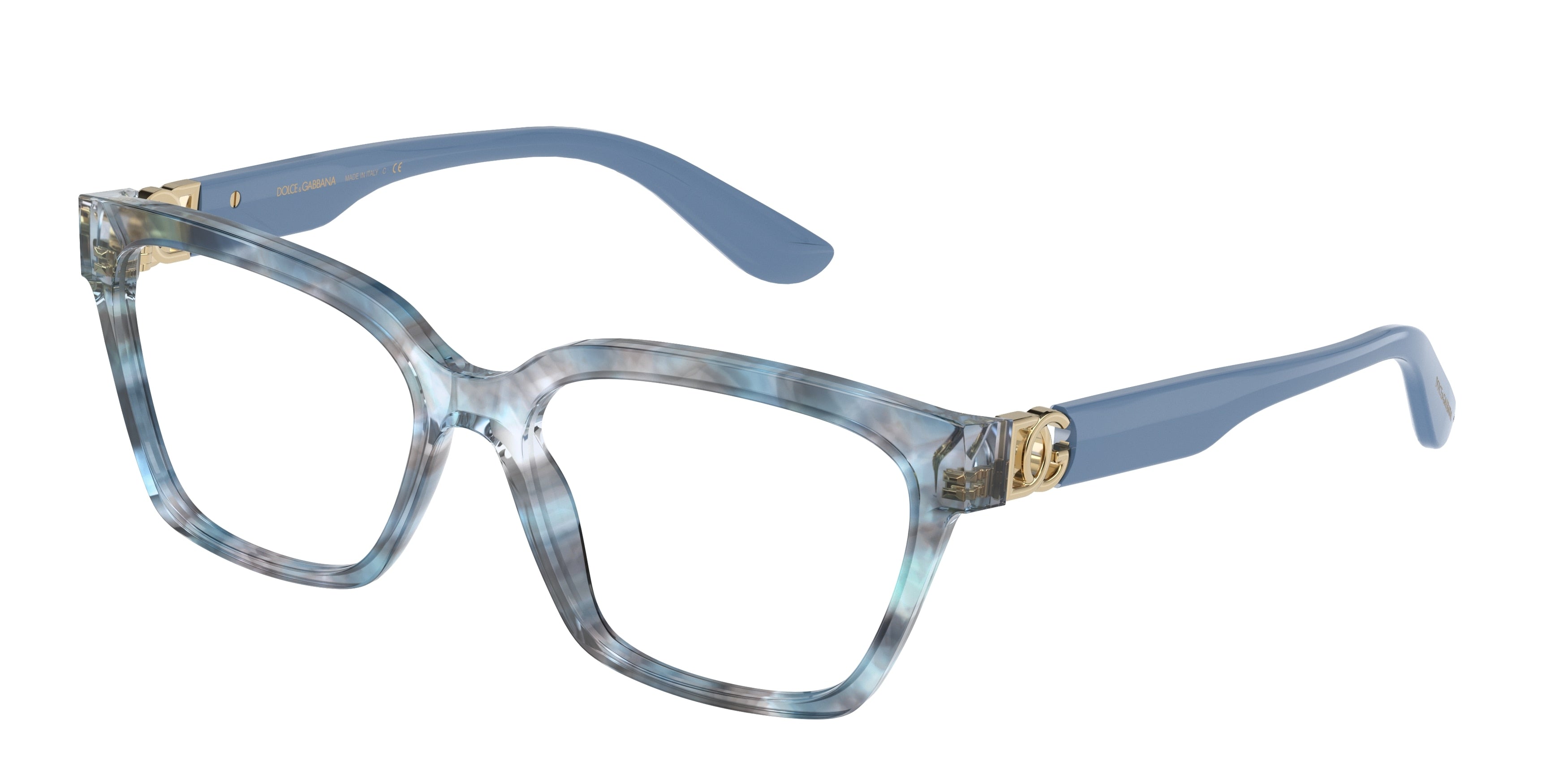 DOLCE & GABBANA DG3343 Pillow Eyeglasses 3320-Havana Transparent Blue 55-140-16 - Color Map Blue