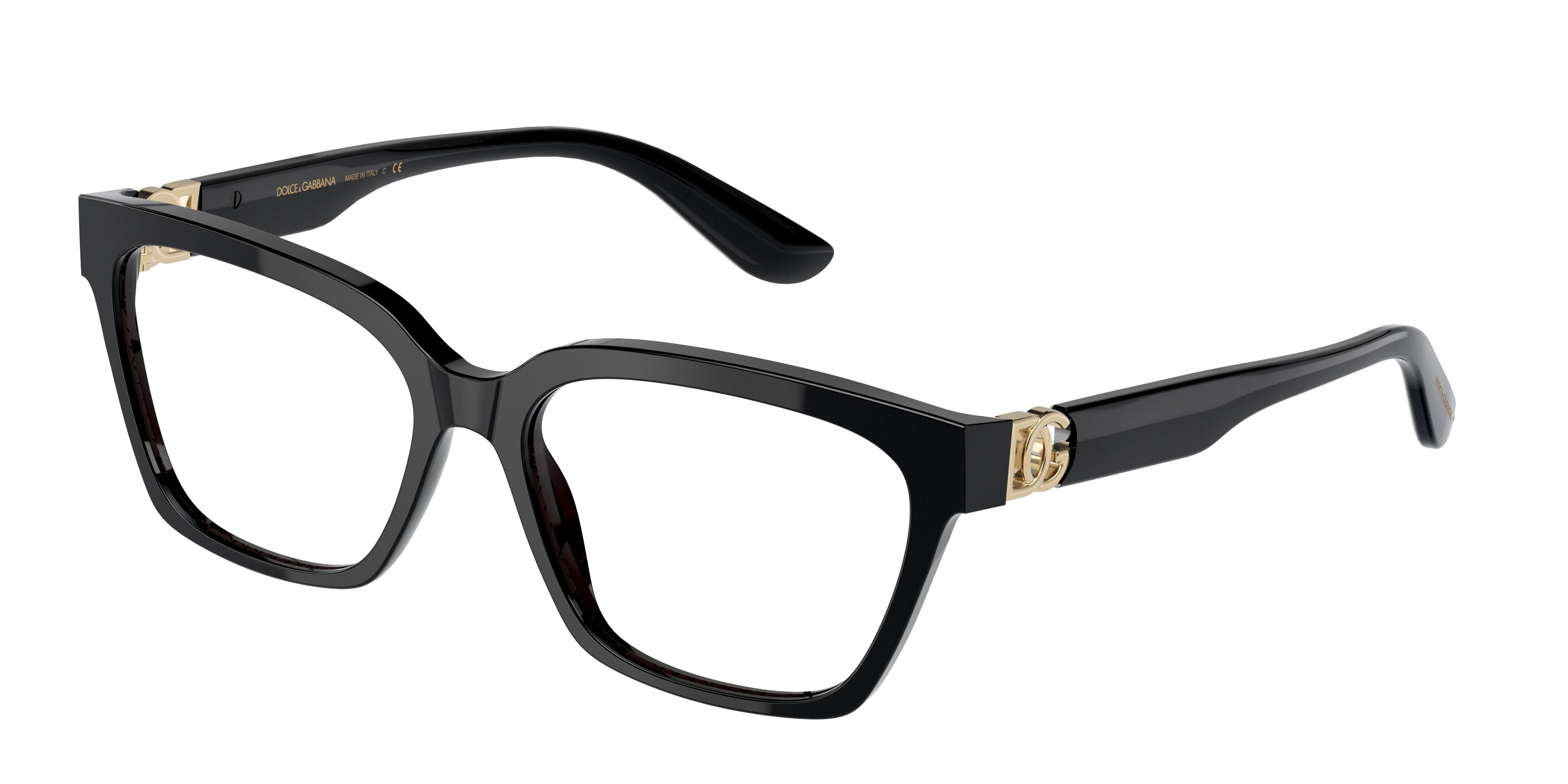 DOLCE & GABBANA DG3343 Pillow Eyeglasses 501-Black 55-140-16 - Color Map Black