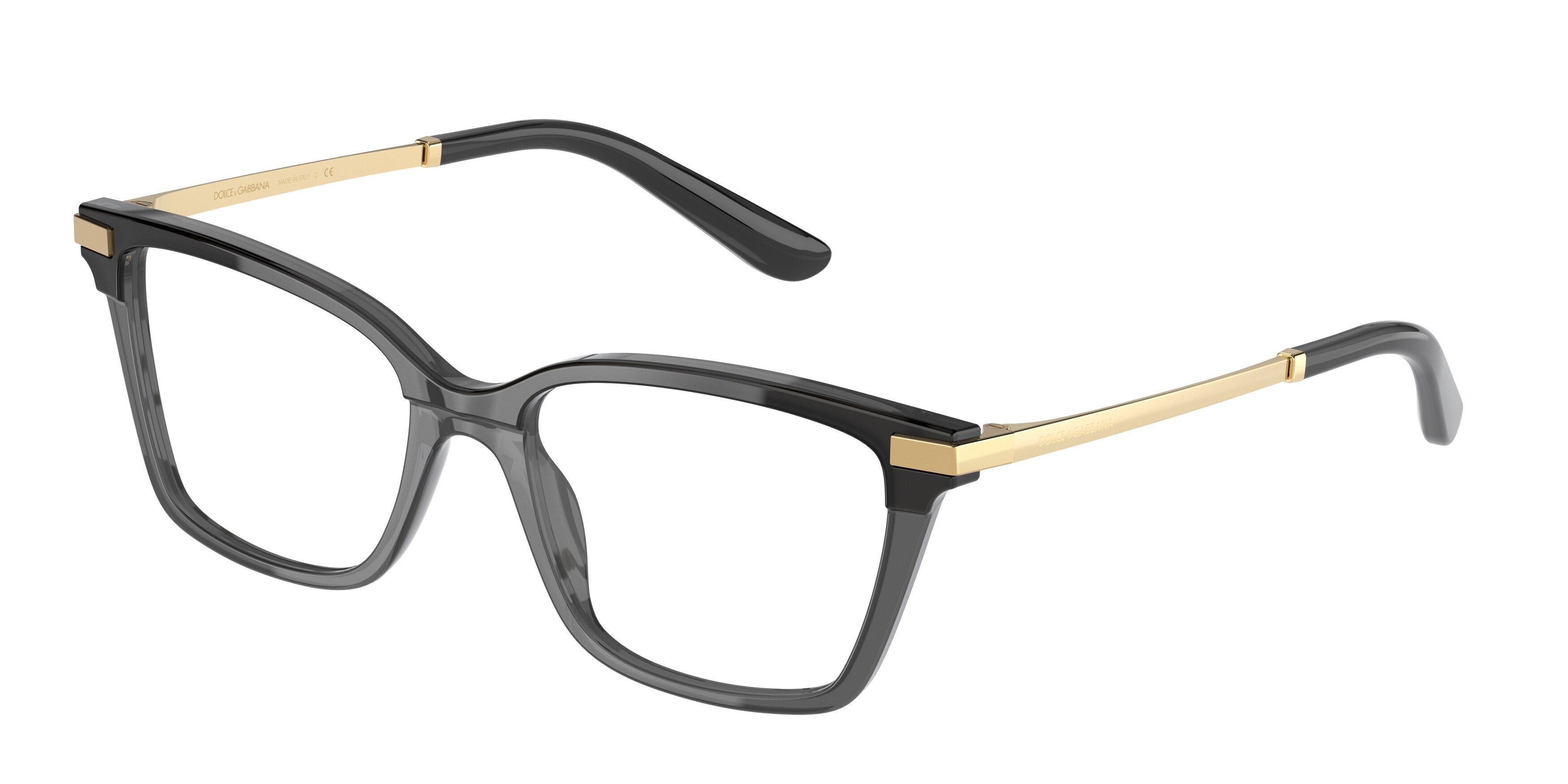 DOLCE & GABBANA DG3345 Rectangle Eyeglasses 3246-Black/Transparent Black 52-140-17 - Color Map Black