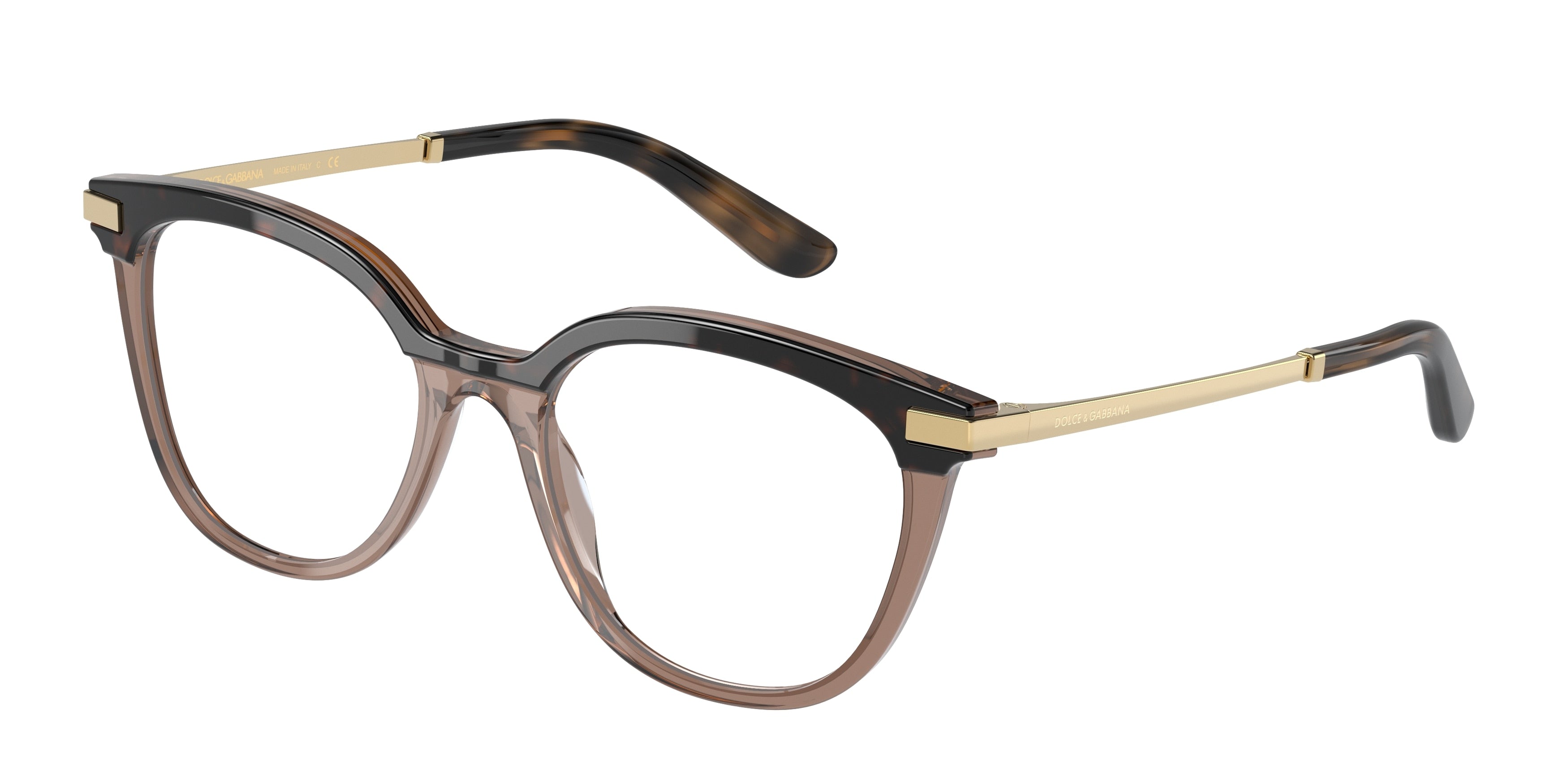 DOLCE & GABBANA DG3346 Phantos Eyeglasses 3256-Havana /Transparent Brown 52-140-18 - Color Map Brown