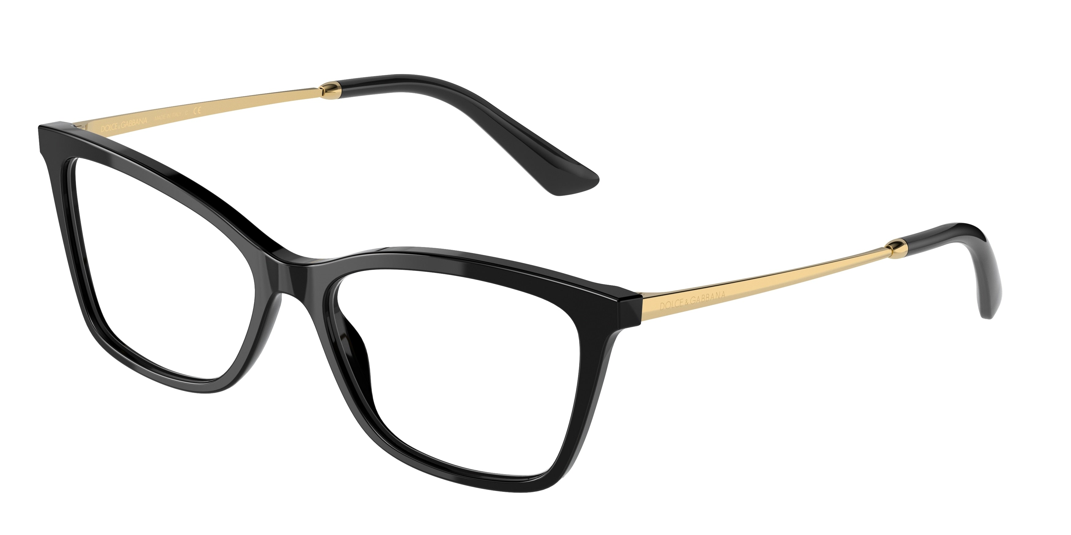 DOLCE & GABBANA DG3347 Rectangle Eyeglasses 501-Black 54-145-16 - Color Map Black