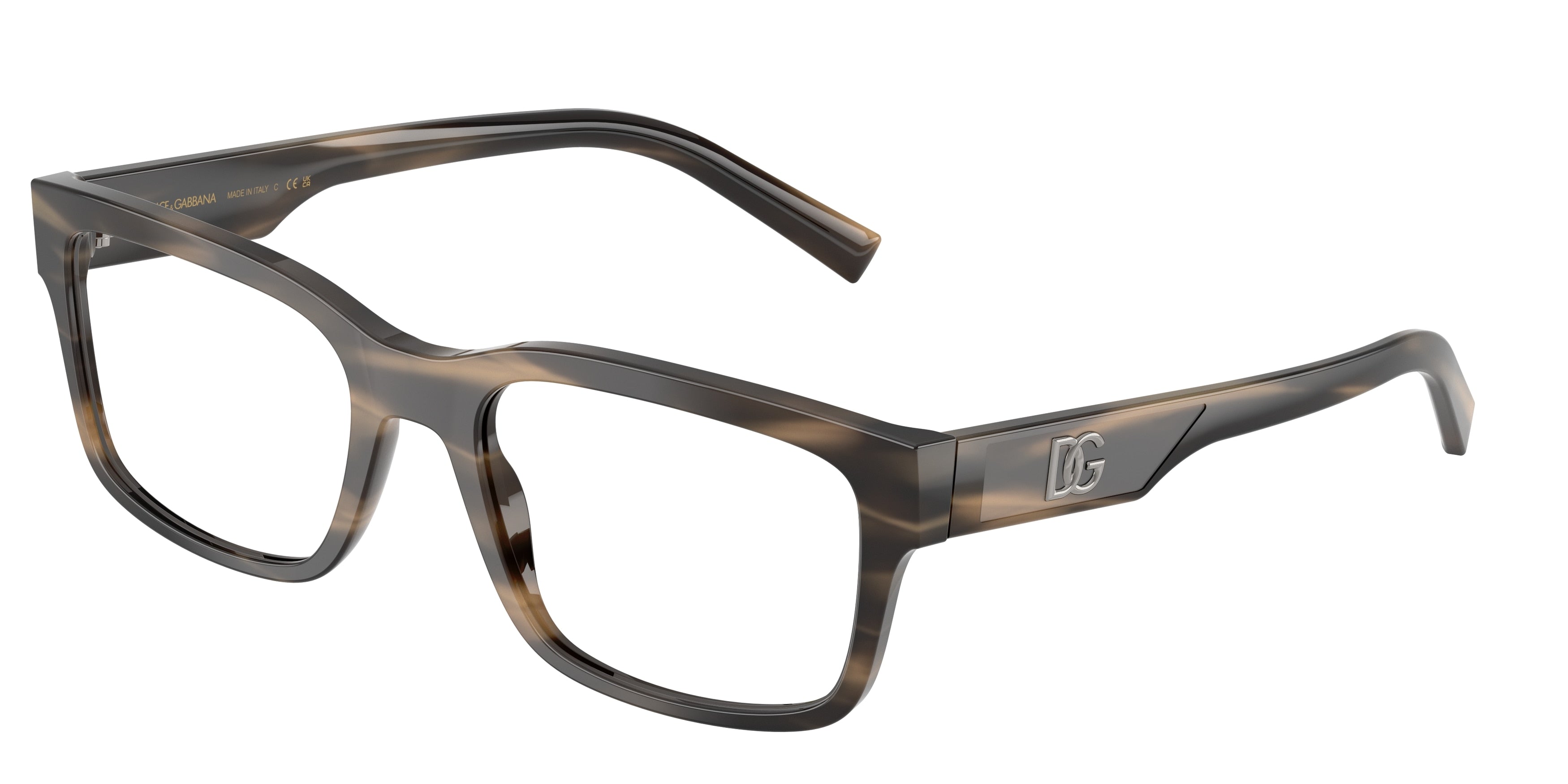 DOLCE & GABBANA DG3352 Rectangle Eyeglasses 3200-Striped Tobacco 57-150-20 - Color Map Brown